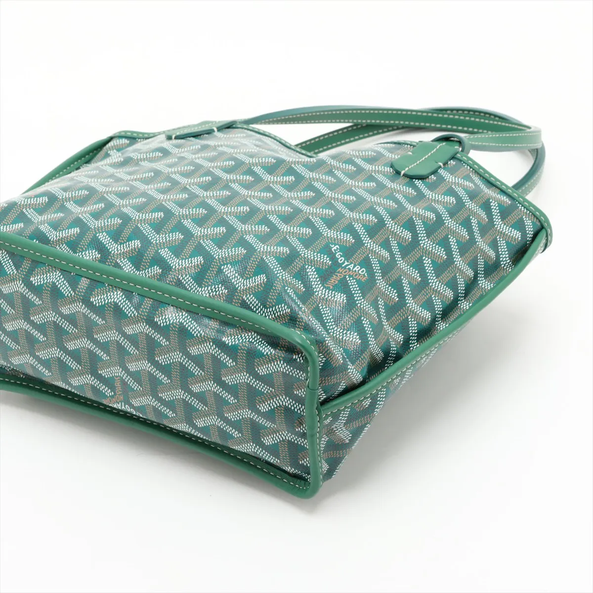 Ange Mini PVC x Leather Tote Bag, Green — view 3