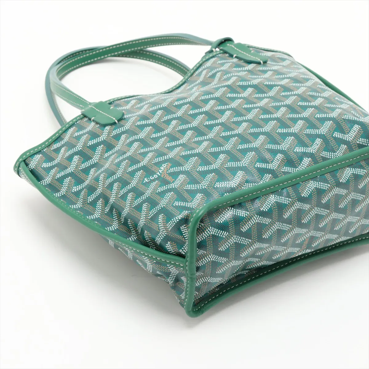 Ange Mini PVC x Leather Tote Bag, Green — view 4