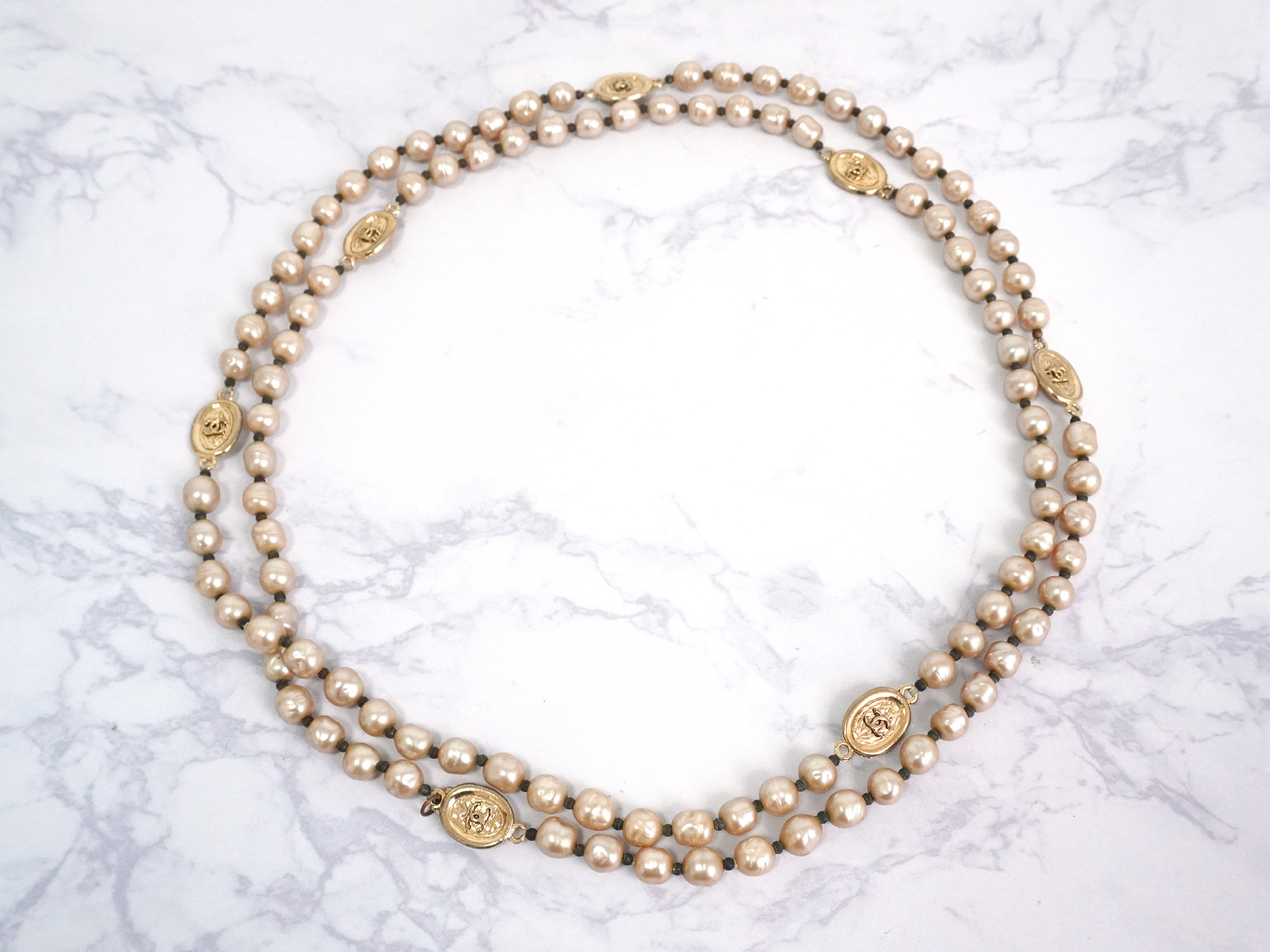 Coco Mark Faux Pearl Long Necklace — view 3