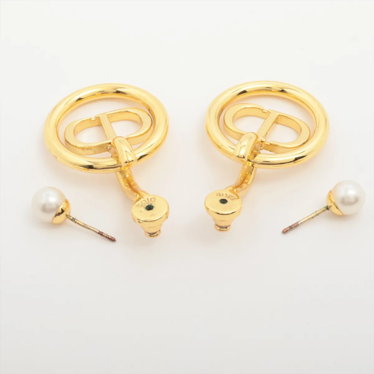 30 Montaigne earrings (for both ears), gold-plated with faux pearls. Shows signs of wear: — view 4