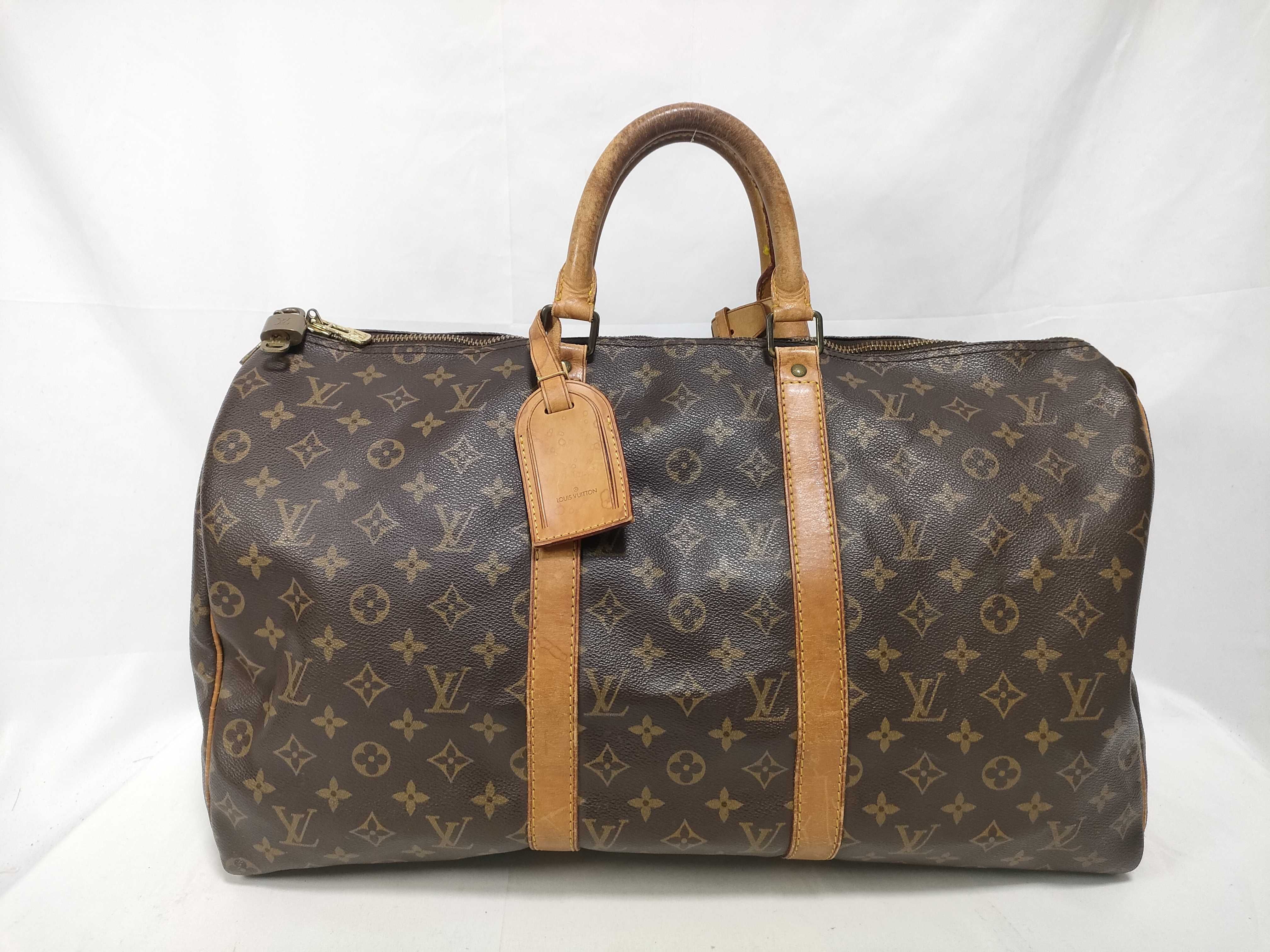 Monogram Leather Boston Bag