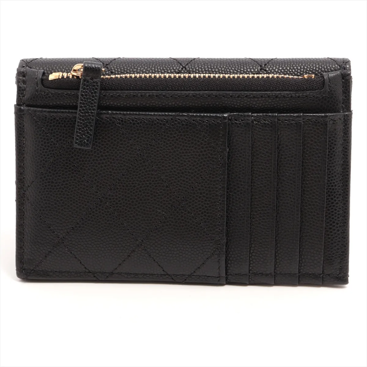Matelassé Caviar Skin Fragment Case, Black with Gold Hardware, P7TA1074 — view 2