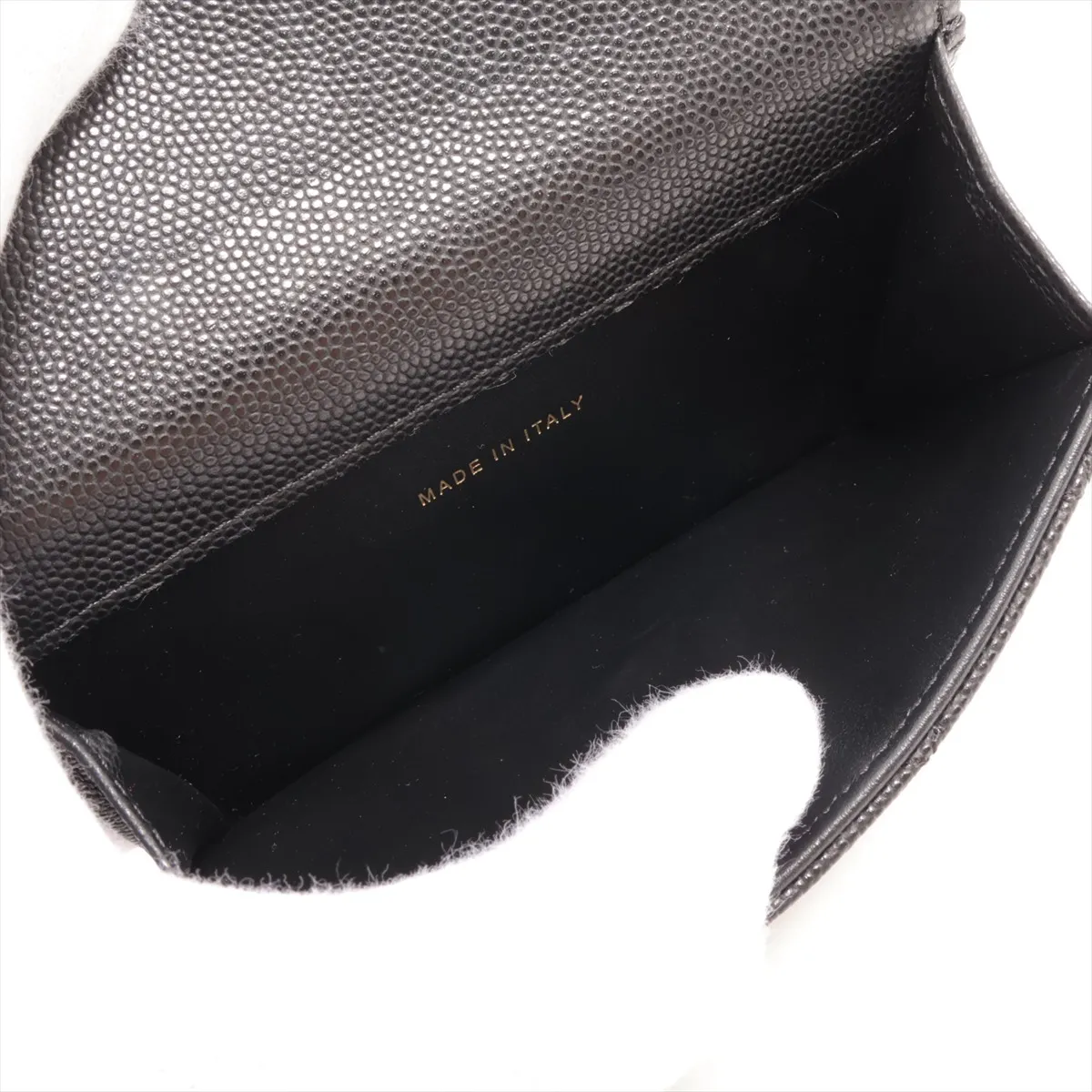 Matelassé Caviar Skin Fragment Case, Black with Gold Hardware, P7TA1074 — view 4