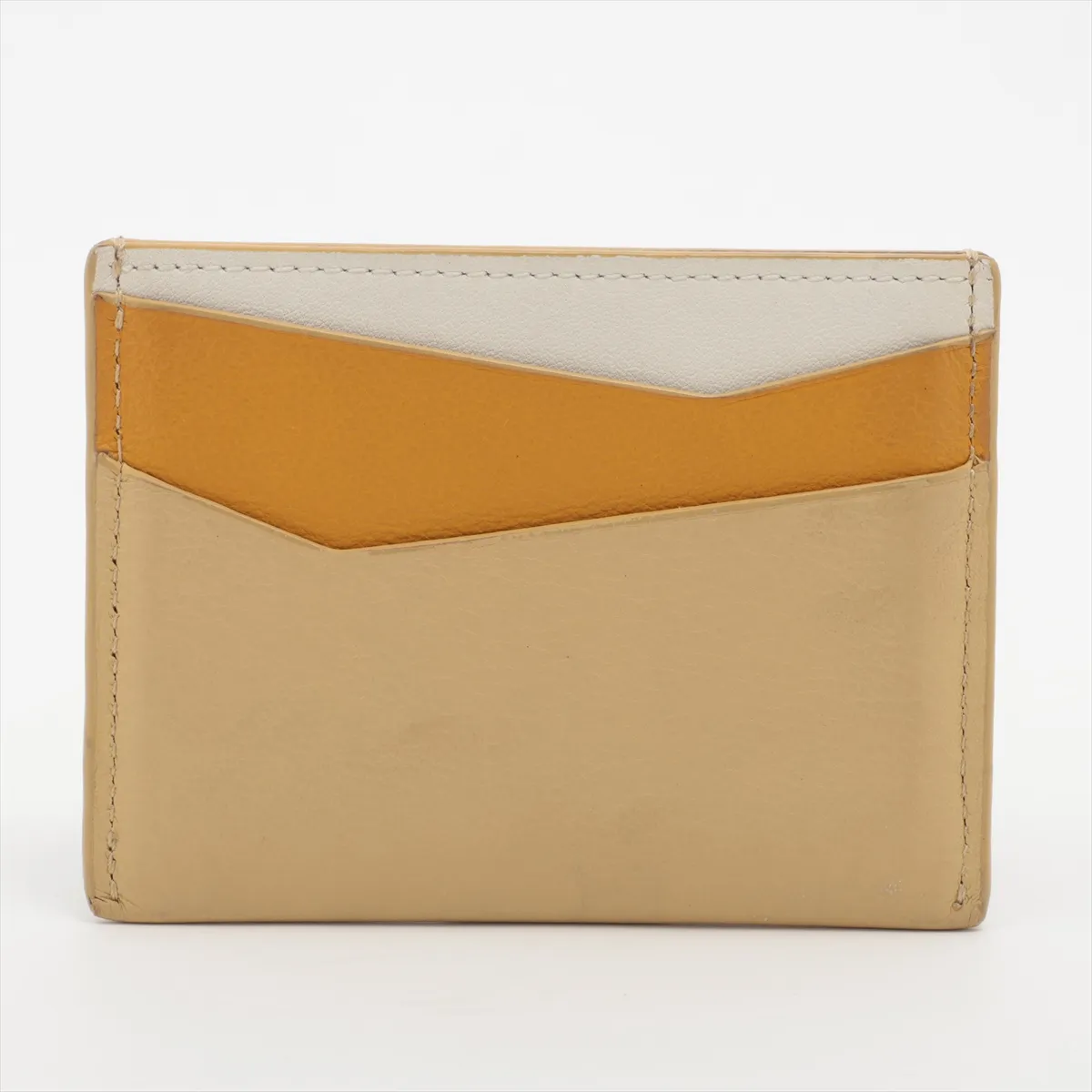 Anagram Leather Card Case, Yellow x Beige — view 2