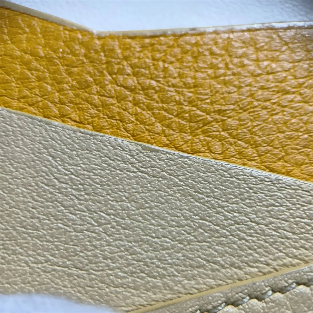 Anagram Leather Card Case, Yellow x Beige — view 11
