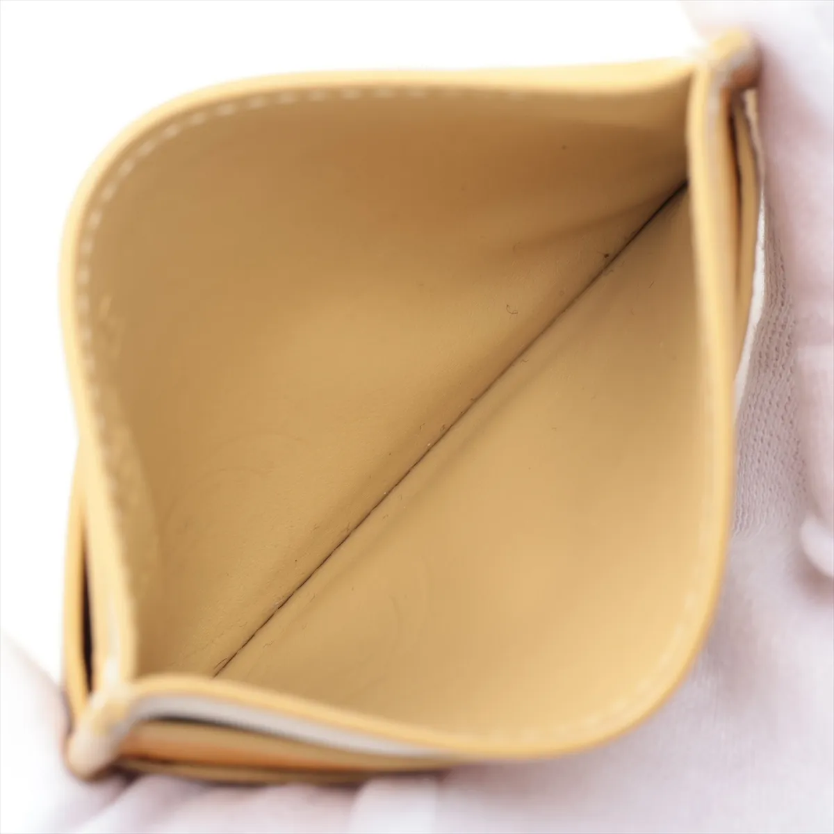 Anagram Leather Card Case, Yellow x Beige — view 5