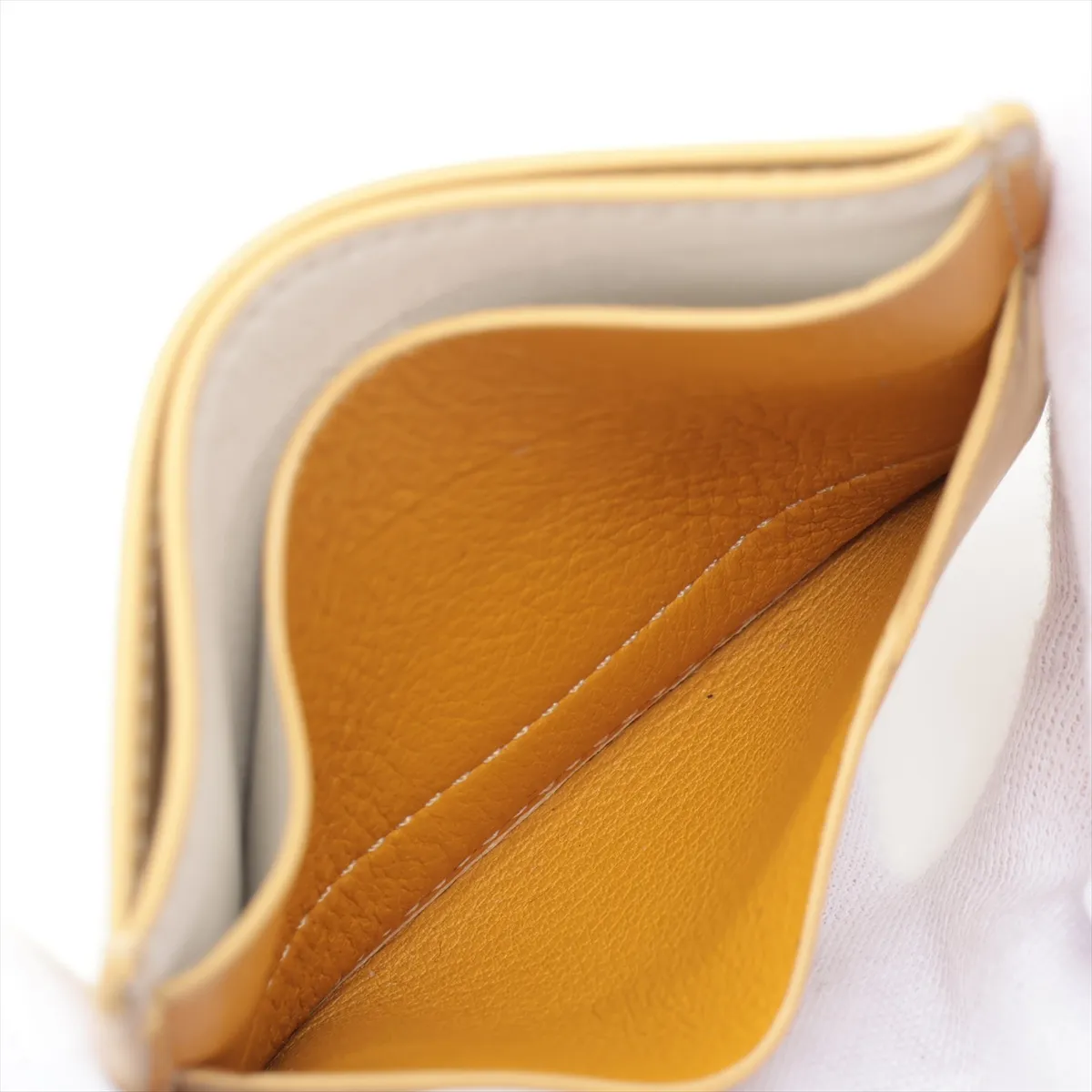 Anagram Leather Card Case, Yellow x Beige — view 7