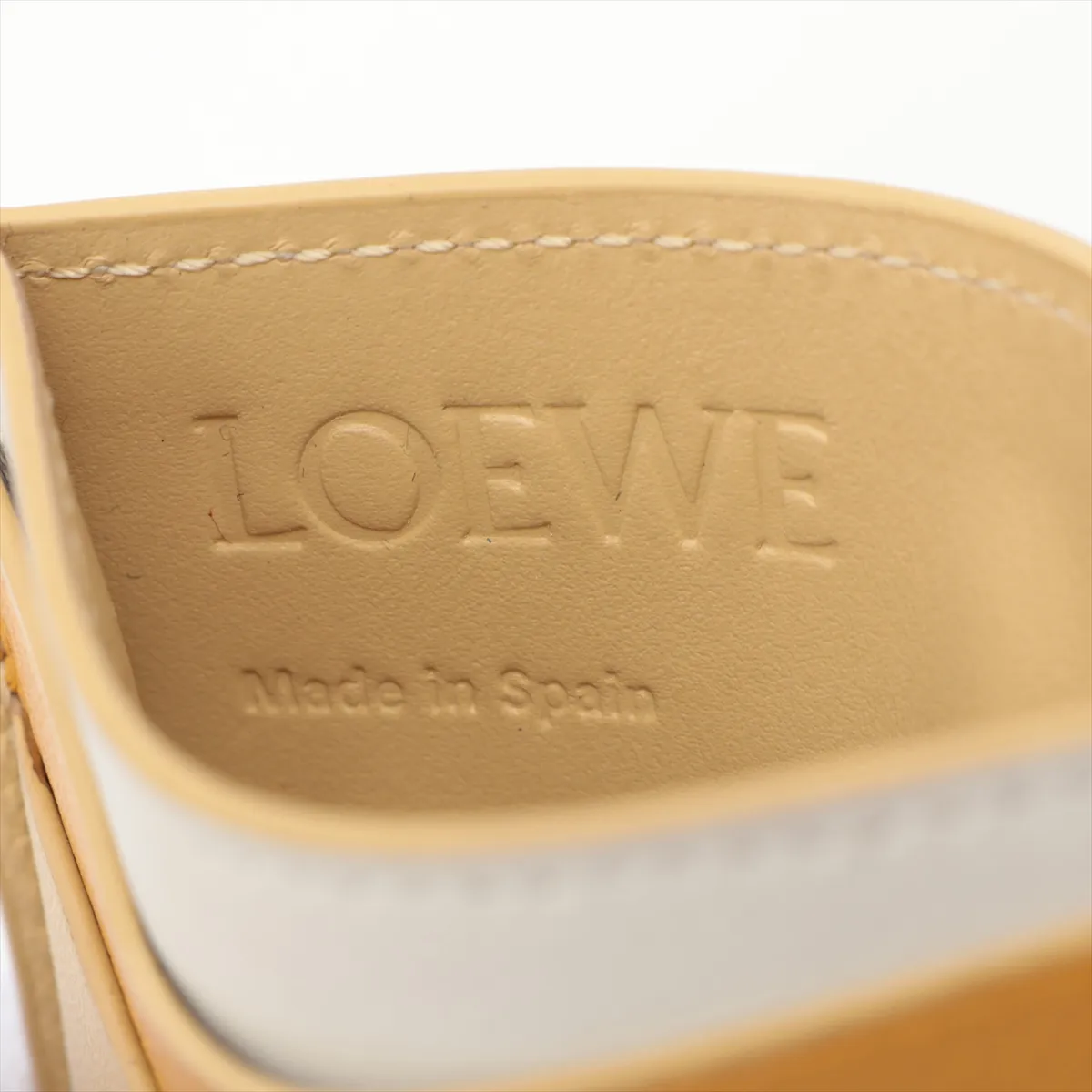 Anagram Leather Card Case, Yellow x Beige — view 8