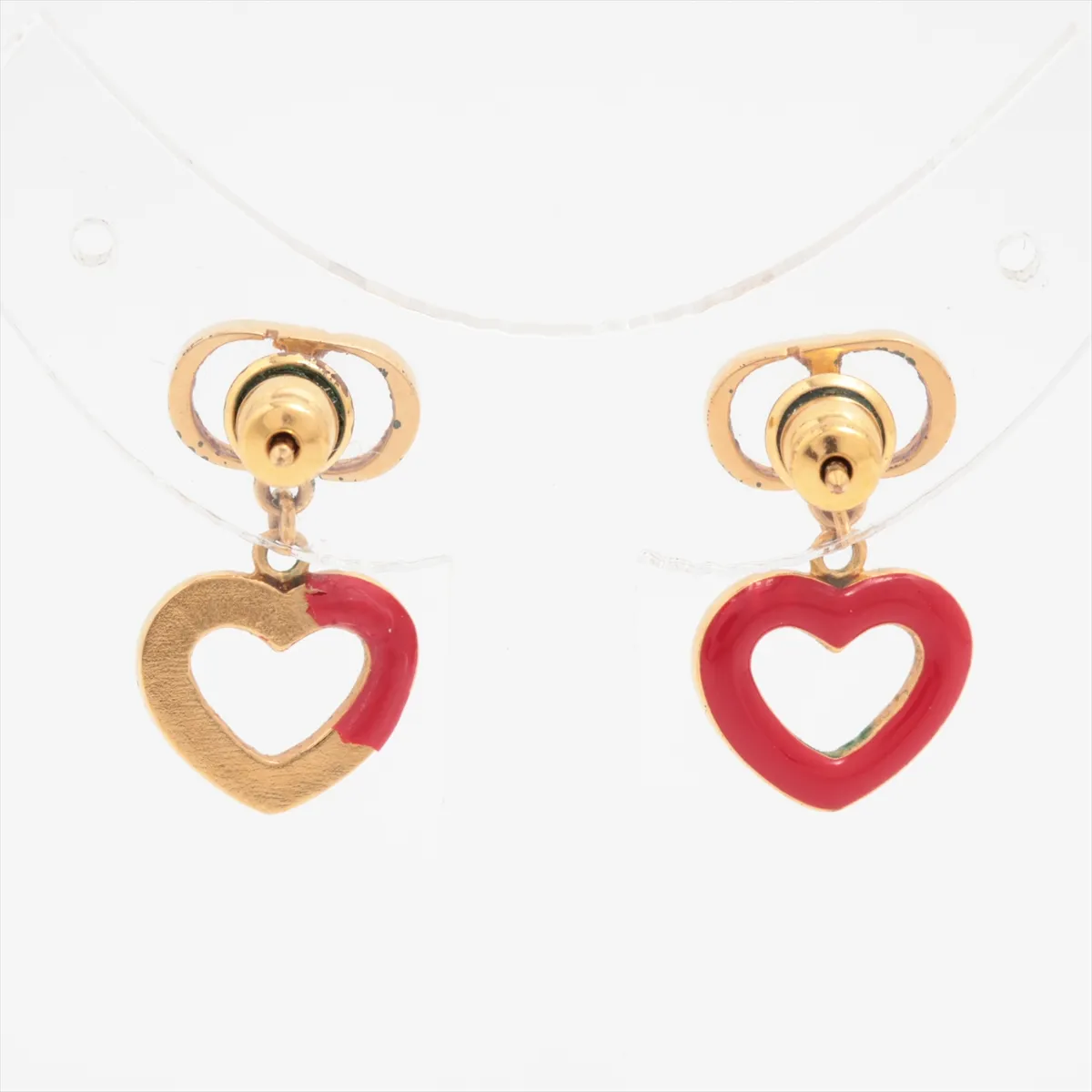 Petit CD Earrings (for both ears) GP Gold x Red — view 2