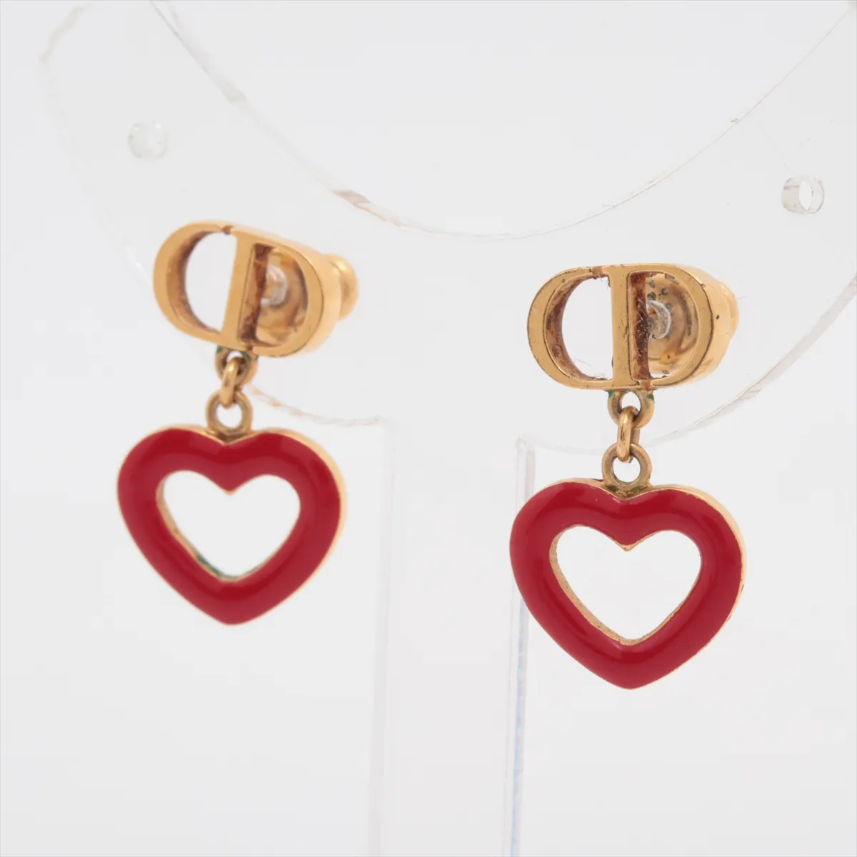 Petit CD Earrings (for both ears) GP Gold x Red — view 3