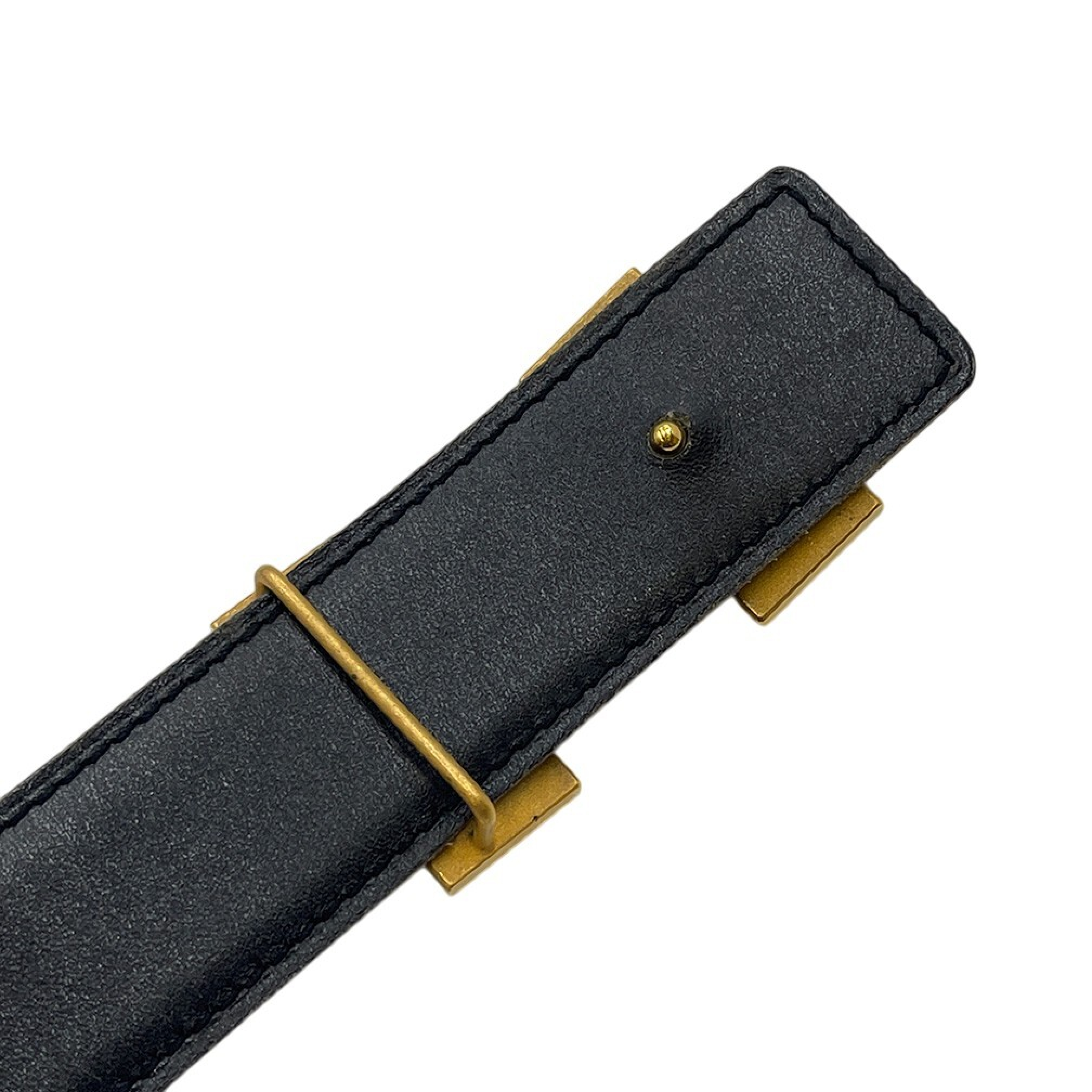 Constance Box/Togo/ H Gold Buckle Blue Jean 85cm Belt — view 5