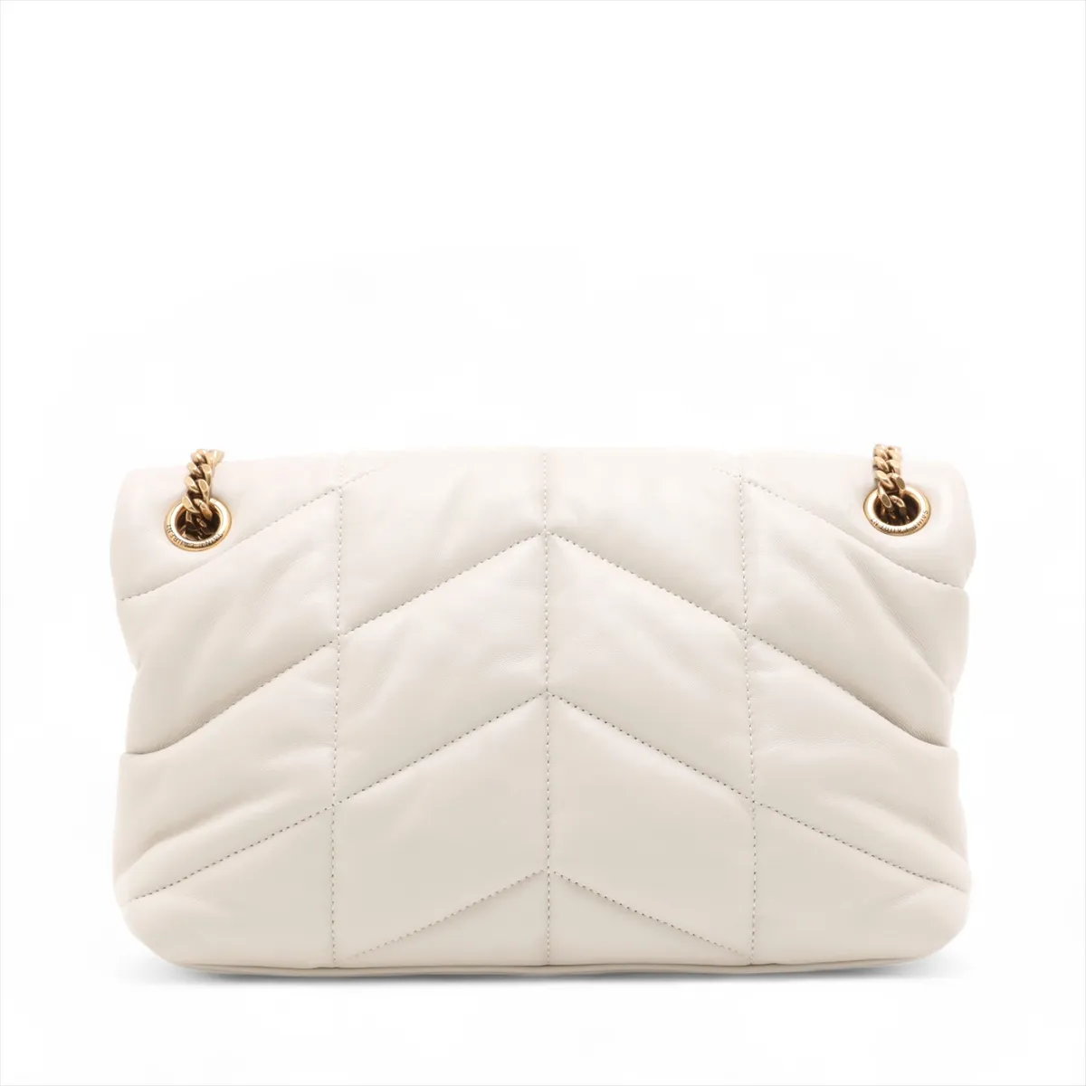 Lulu Puffer Leather Shoulder Bag, White, 577476 — view 2