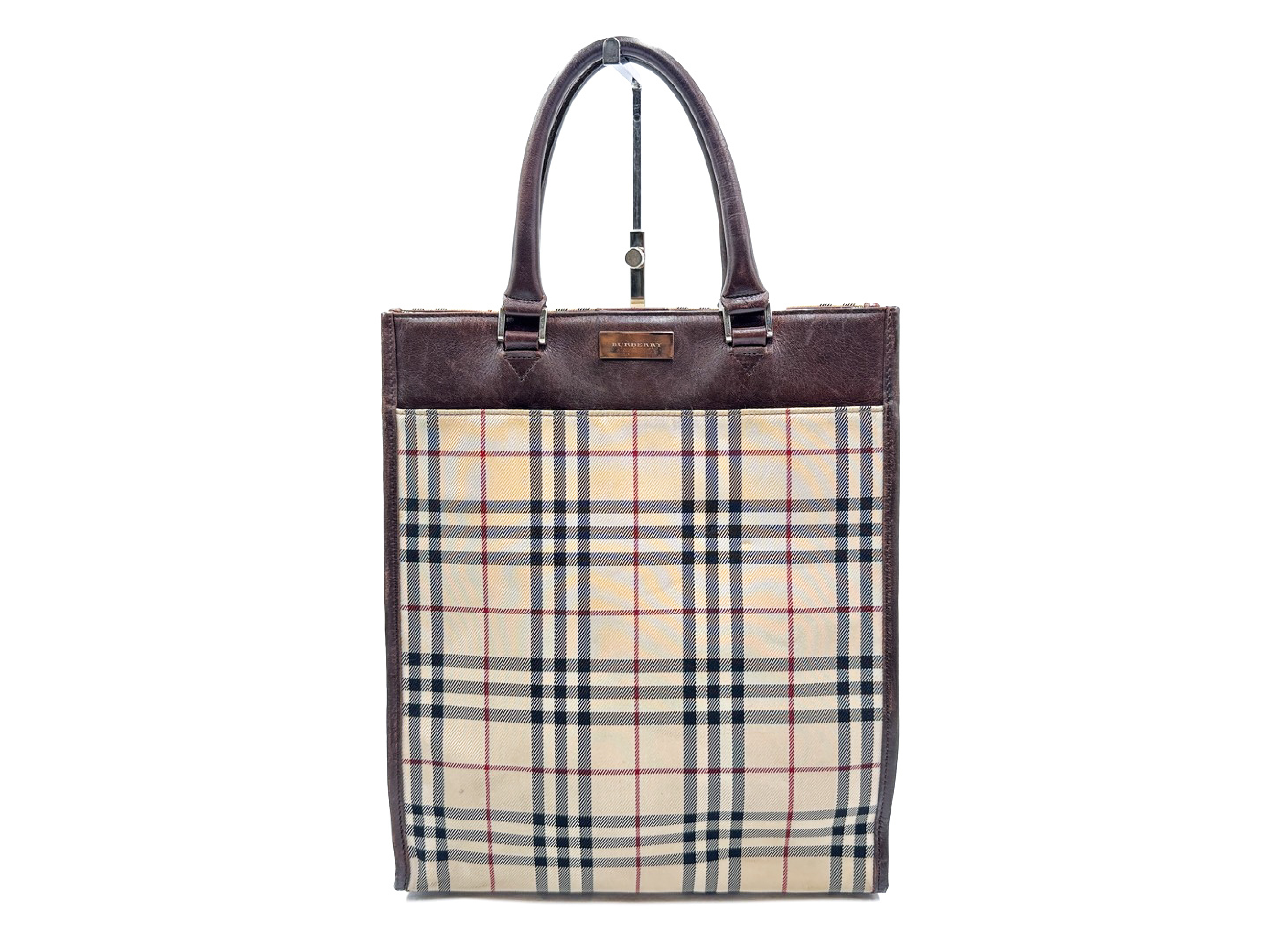 Nova Check Leather Tote Bag