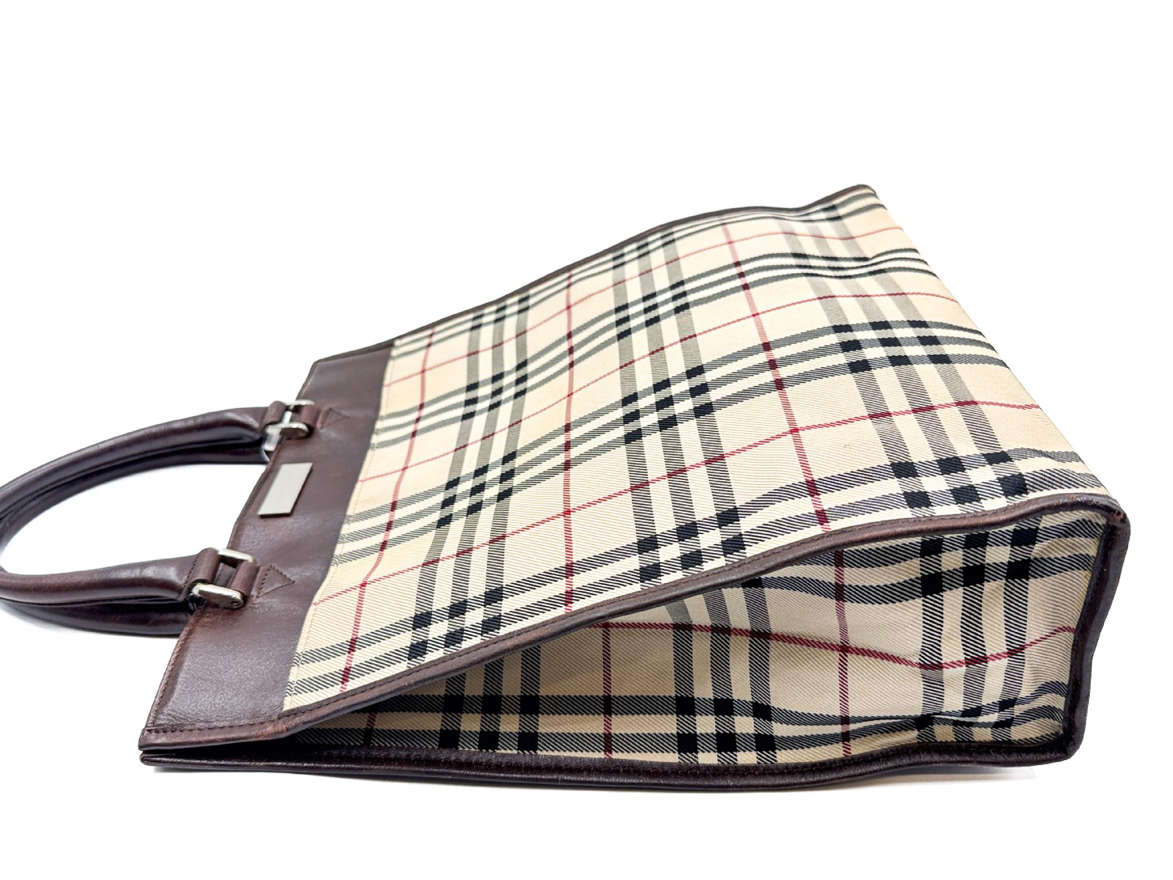 Nova Check Leather Tote Bag — view 4