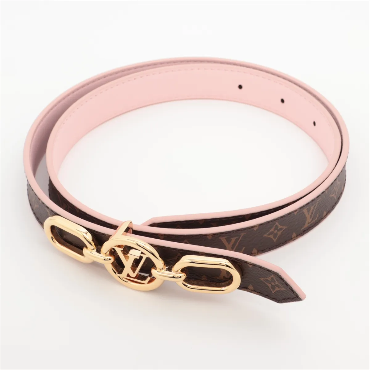 LV Circle Prime 20mm Reversible Belt AC0283, 75cm, PVC x Leather, Brown x Pink,