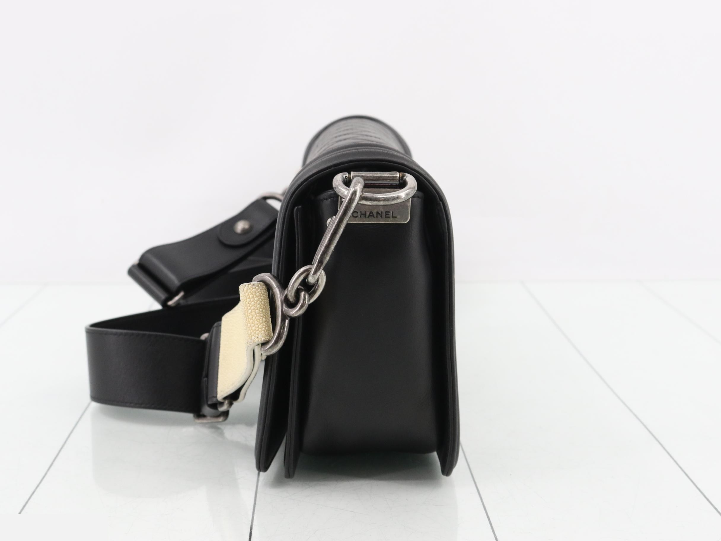 Boy Chanel Leather Chain Shoulder Bag — view 3