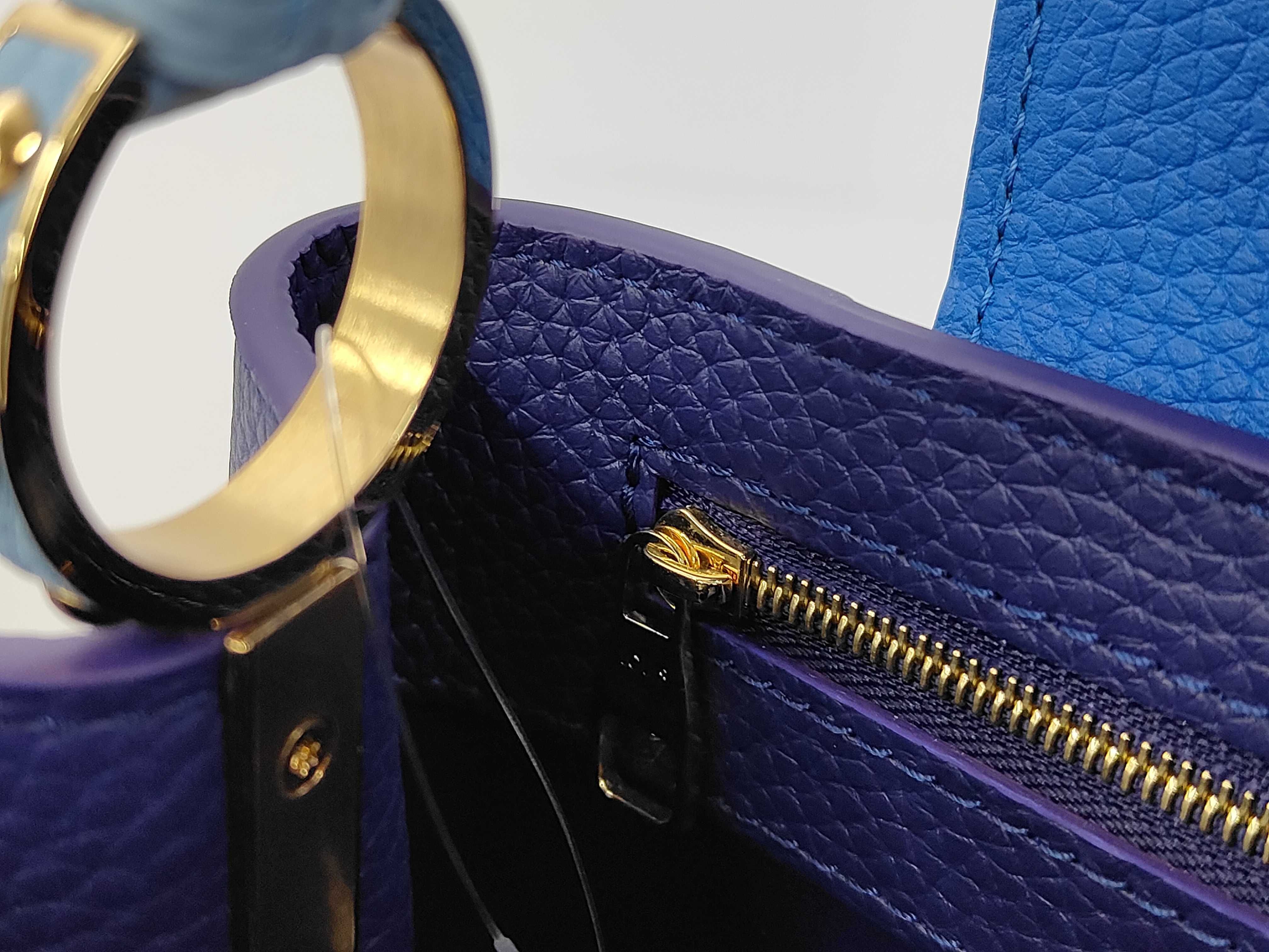 M20844 Capucines BB Taurillon Leather 2-way Handbag Blue Tan — view 13