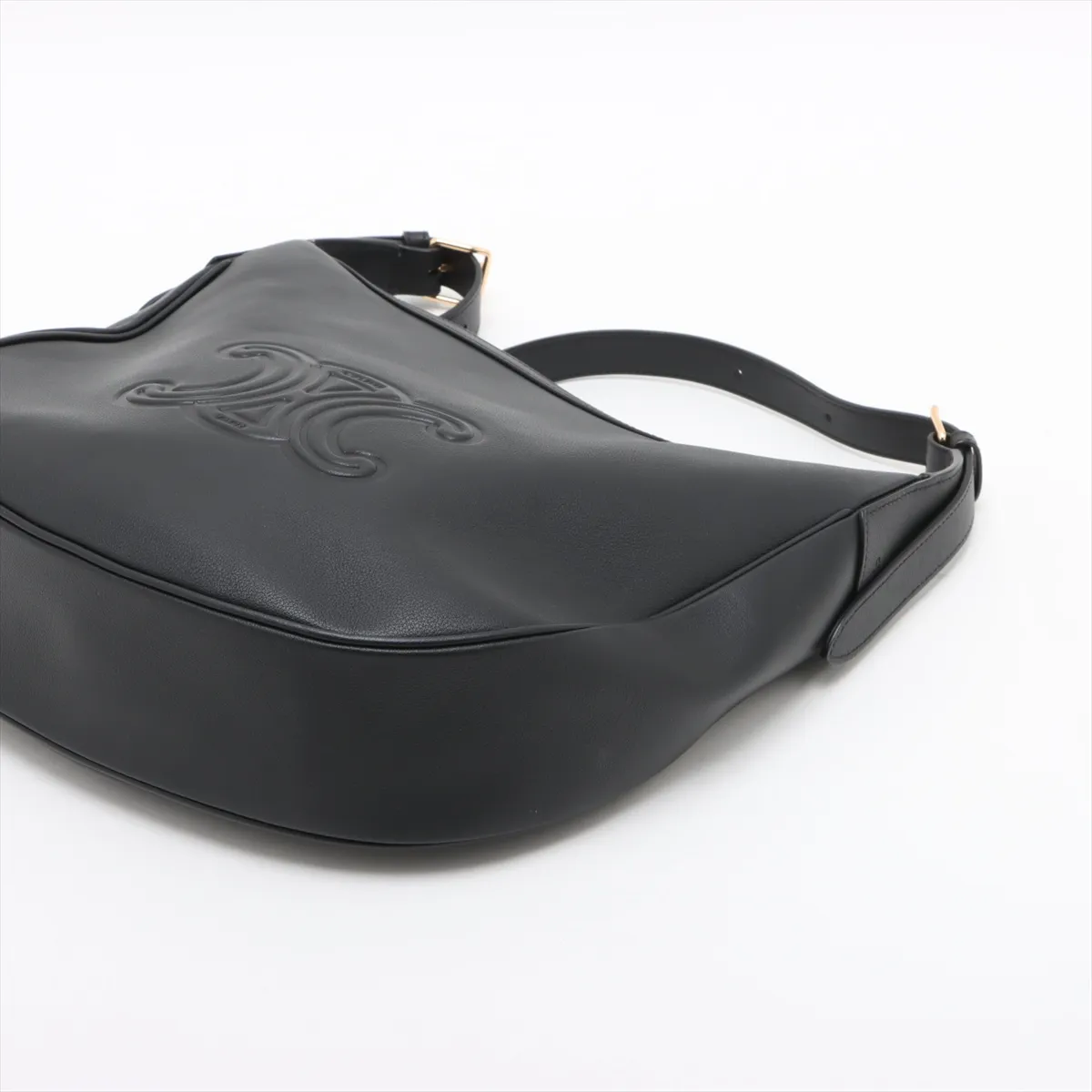 Heloise Cuir Triomphe Leather Shoulder Bag Black — view 3