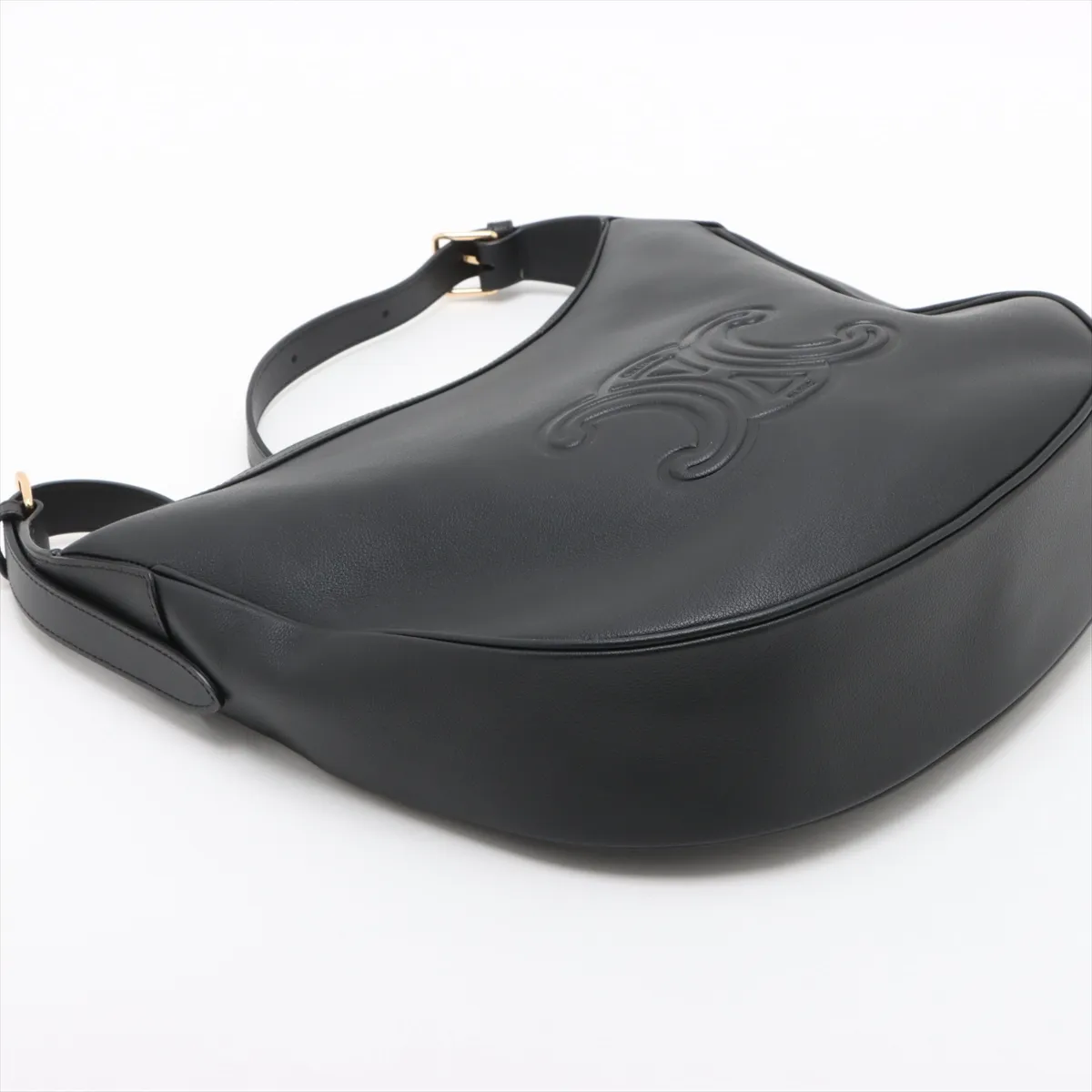 Heloise Cuir Triomphe Leather Shoulder Bag Black — view 4