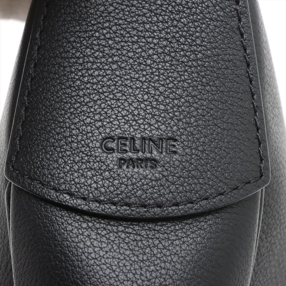 Heloise Cuir Triomphe Leather Shoulder Bag Black — view 7