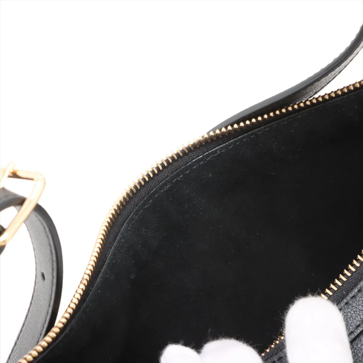 Heloise Cuir Triomphe Leather Shoulder Bag Black — view 9