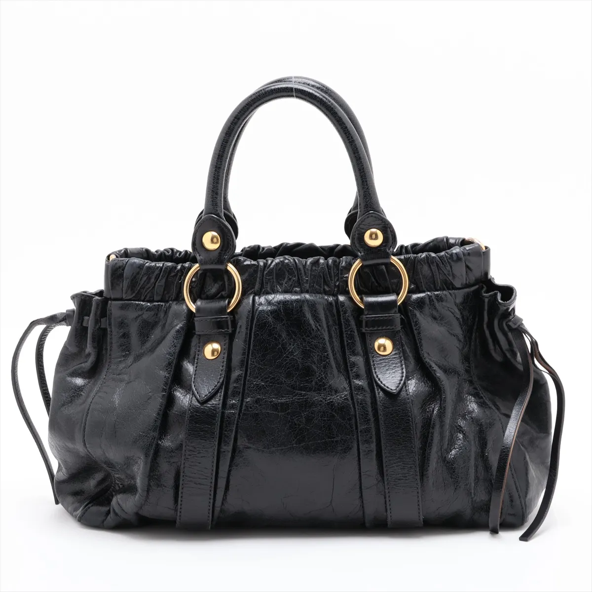 Leather 2-Way Handbag, Black — view 2