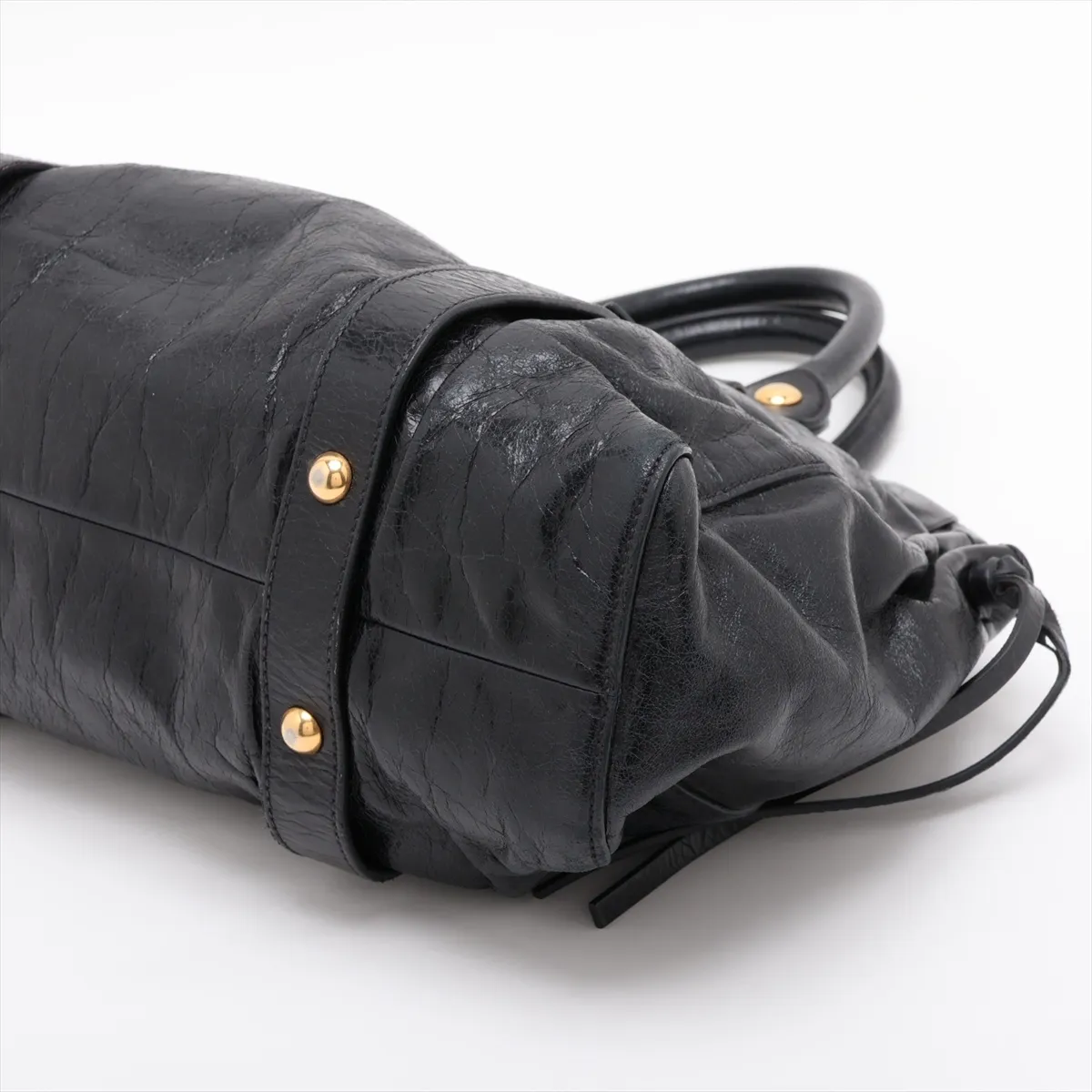 Leather 2-Way Handbag, Black — view 3
