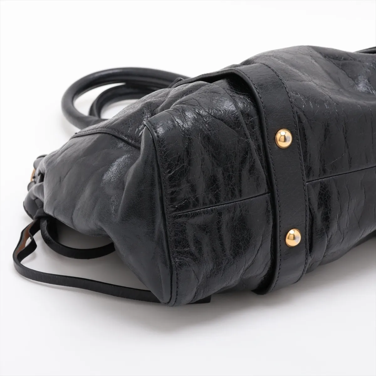 Leather 2-Way Handbag, Black — view 4