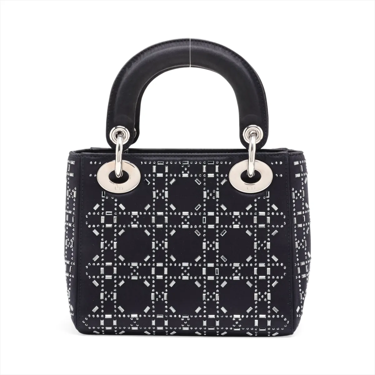 Cannage Lady Dior Mini Satin x Rhinestone 2-Way Handbag, Black — view 2