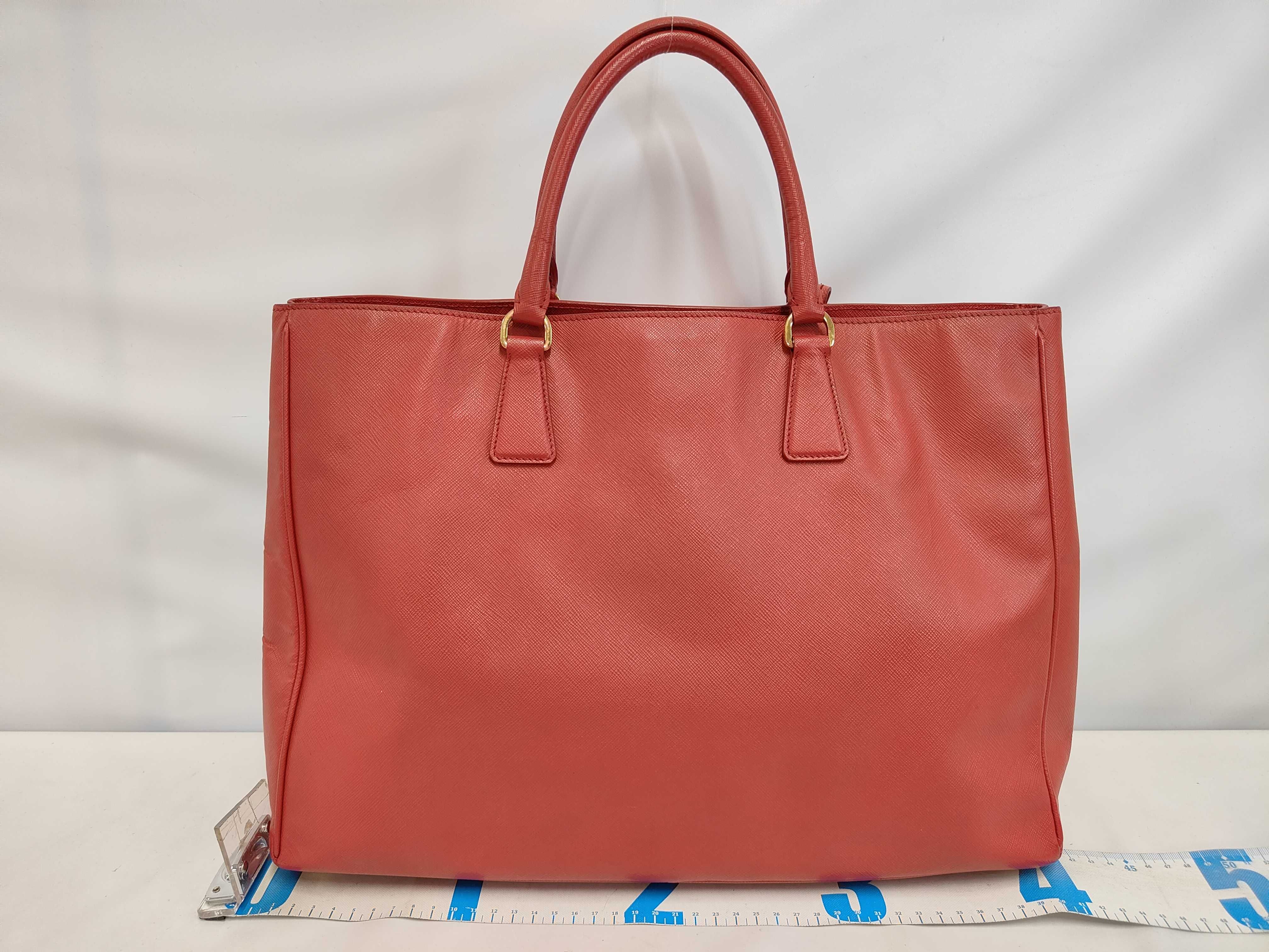 Large Open Tote Bag, Red Saffiano Leather, Gold Hardware. — view 2