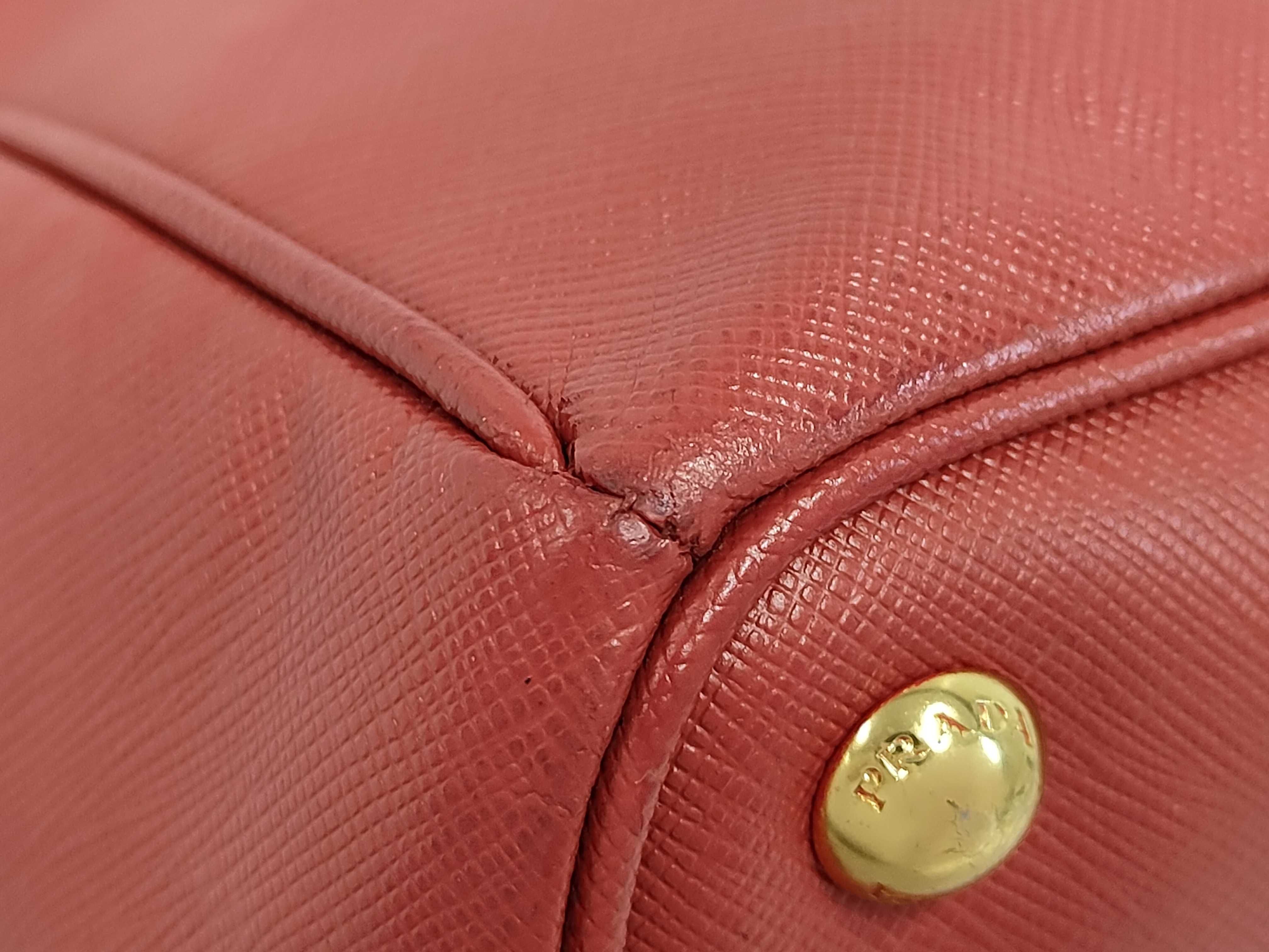 Large Open Tote Bag, Red Saffiano Leather, Gold Hardware. — view 3