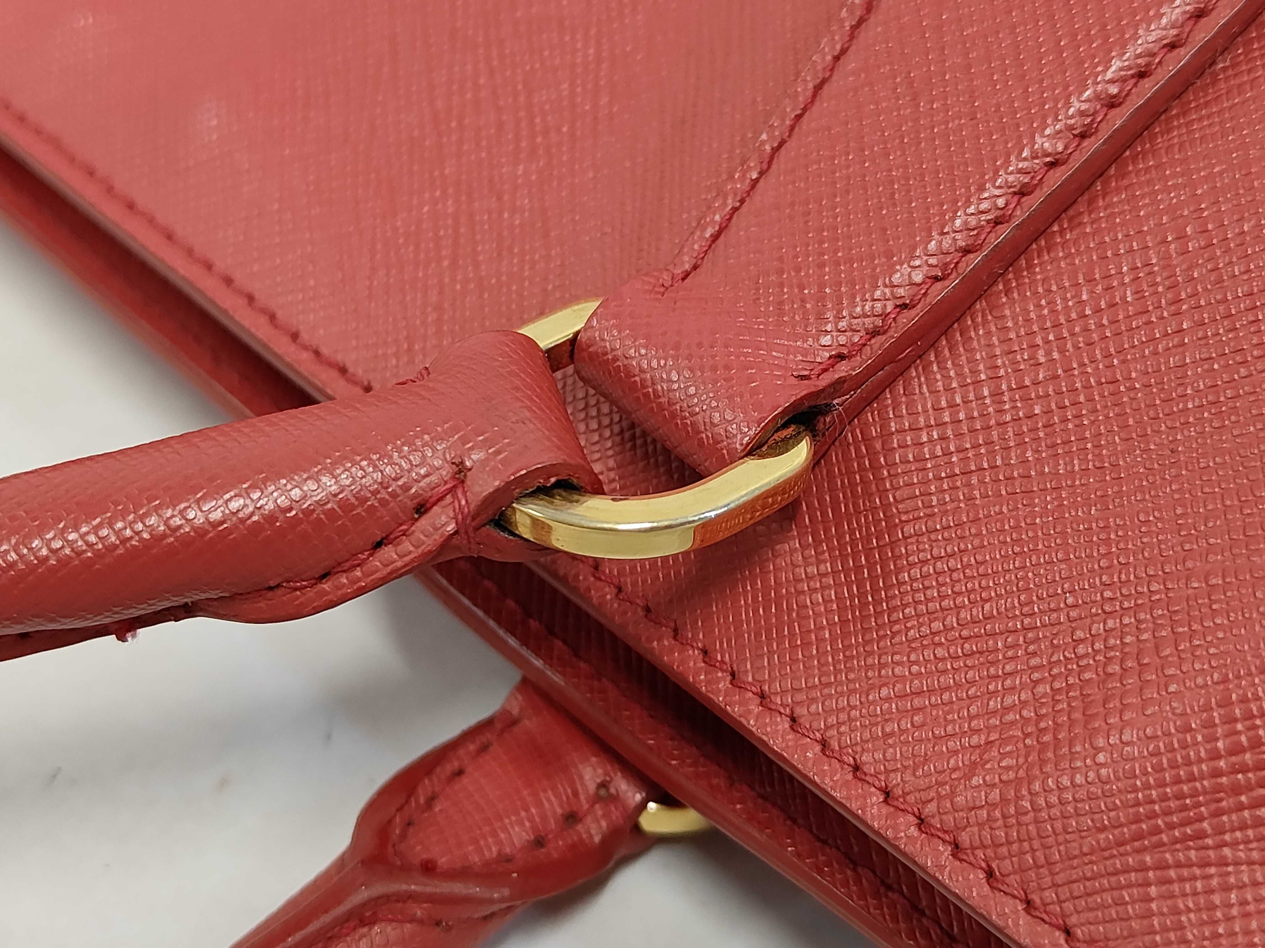 Large Open Tote Bag, Red Saffiano Leather, Gold Hardware. — view 6