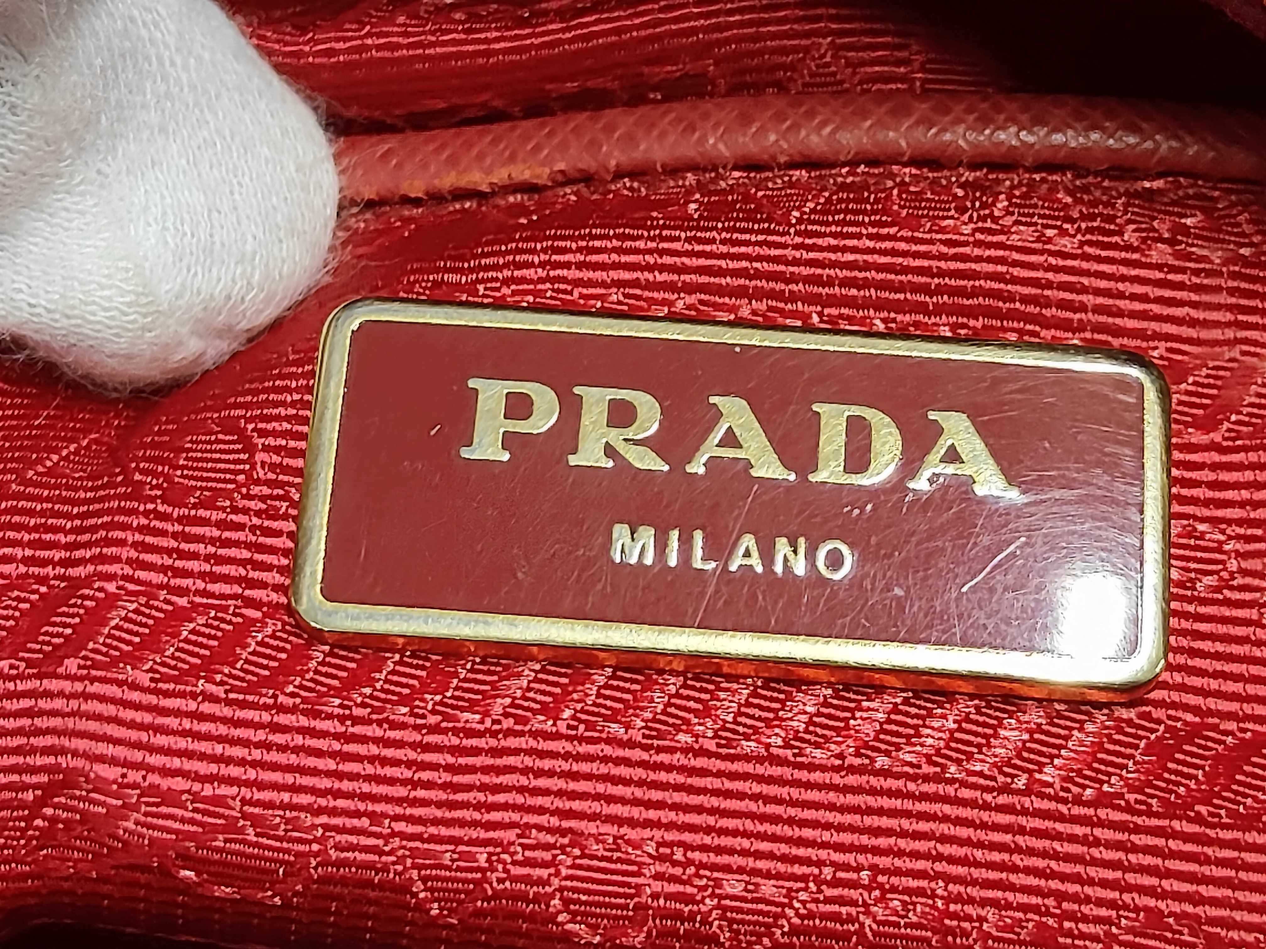 Large Open Tote Bag, Red Saffiano Leather, Gold Hardware. — view 7