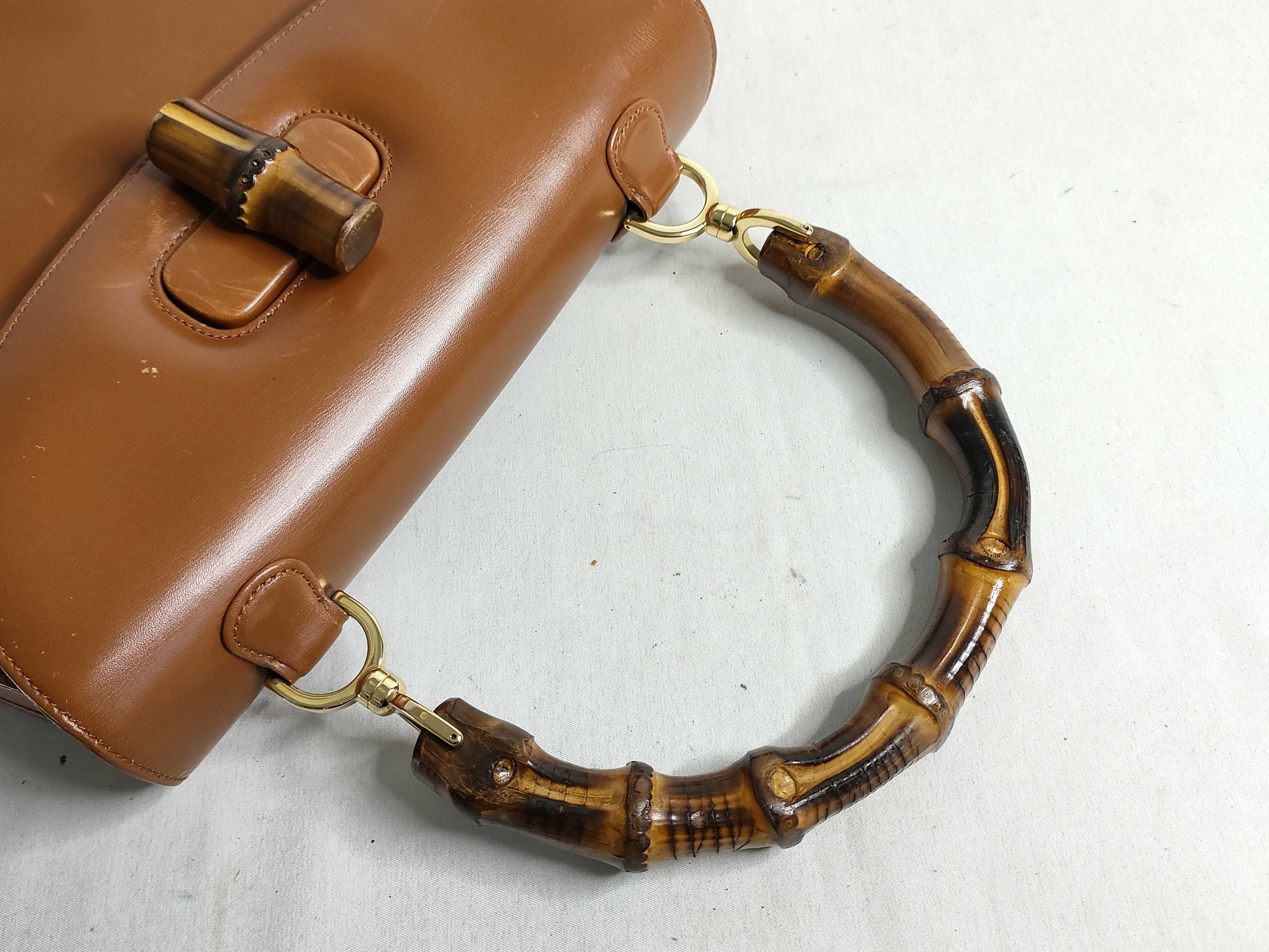 Bamboo Leather Handbag, Beige, 000 01 0633 (Handbag) — view 3