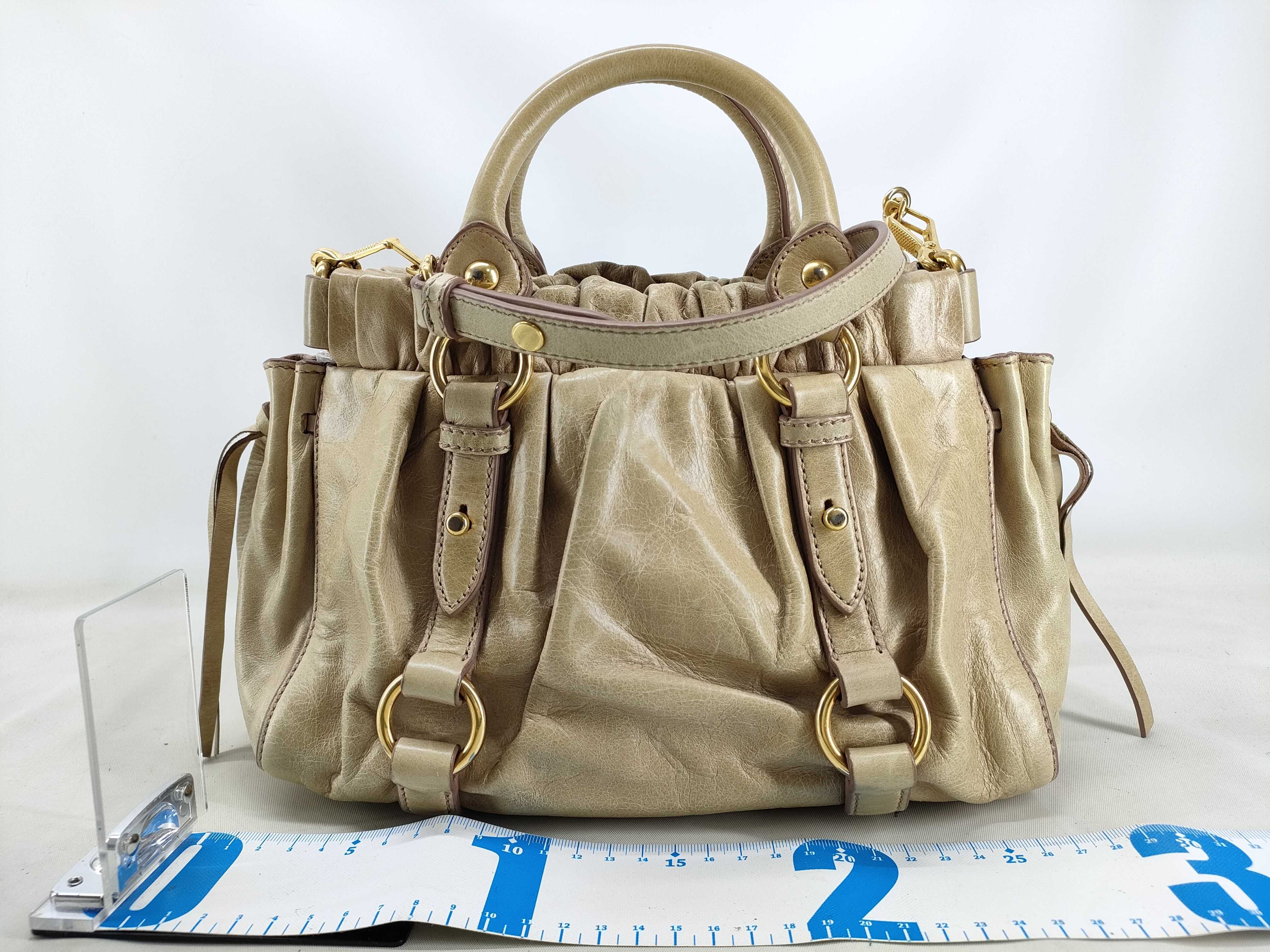 Vitello Luxe 2-Way Bag, Beige Handbag — view 2