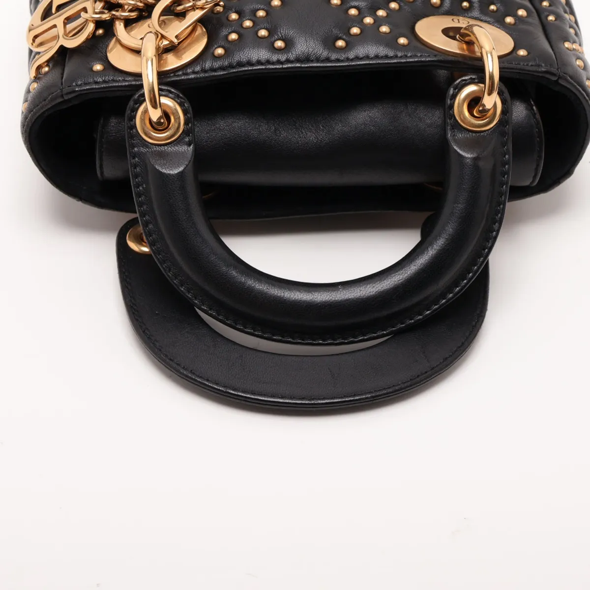 Cannage Lady Dior Mini Leather x Studs 2-Way Handbag, Black — view 5