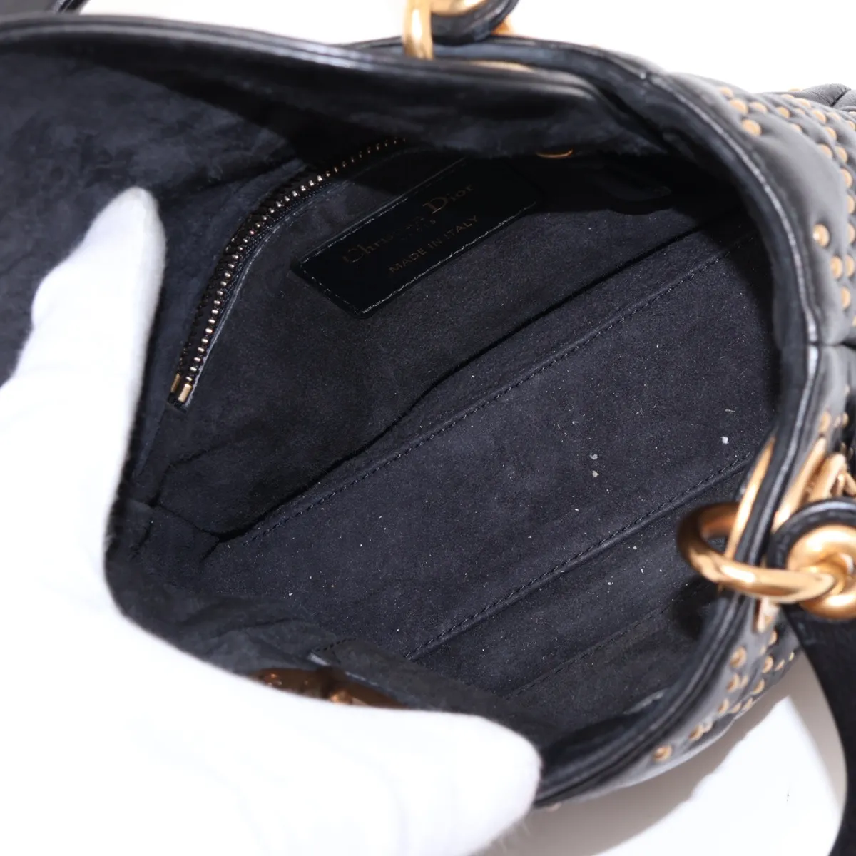 Cannage Lady Dior Mini Leather x Studs 2-Way Handbag, Black — view 8