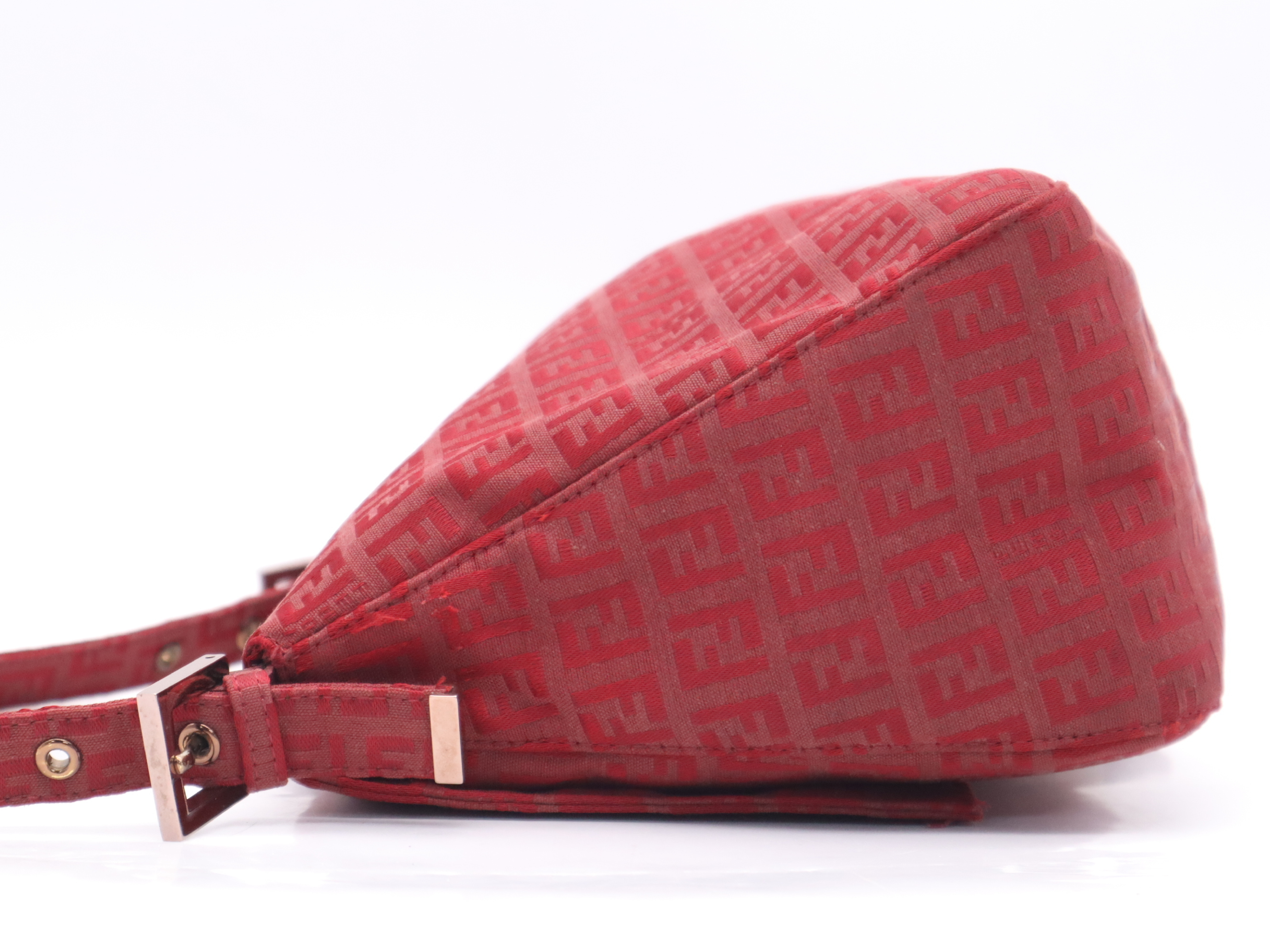 Canvas Zucchino Mamma Bucket Red Silver Hardware Shoulder Bag — view 3