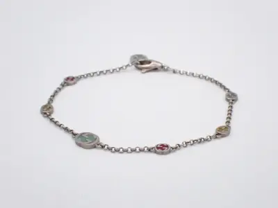 Interlocking bracelet, multicolor, 925 sterling silver / 3.3g