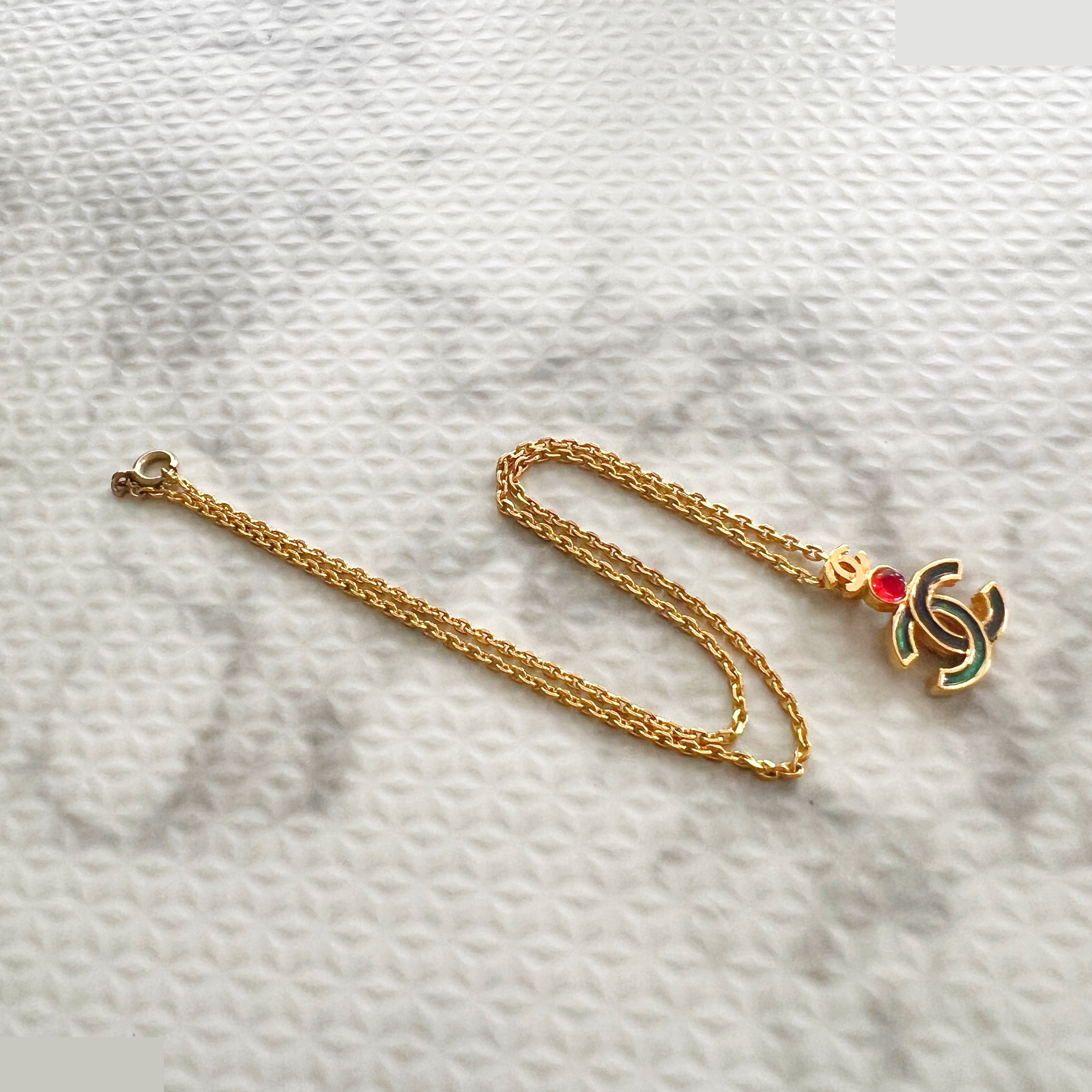 Colored stone here mark necklace chain approx. 40cm — view 5