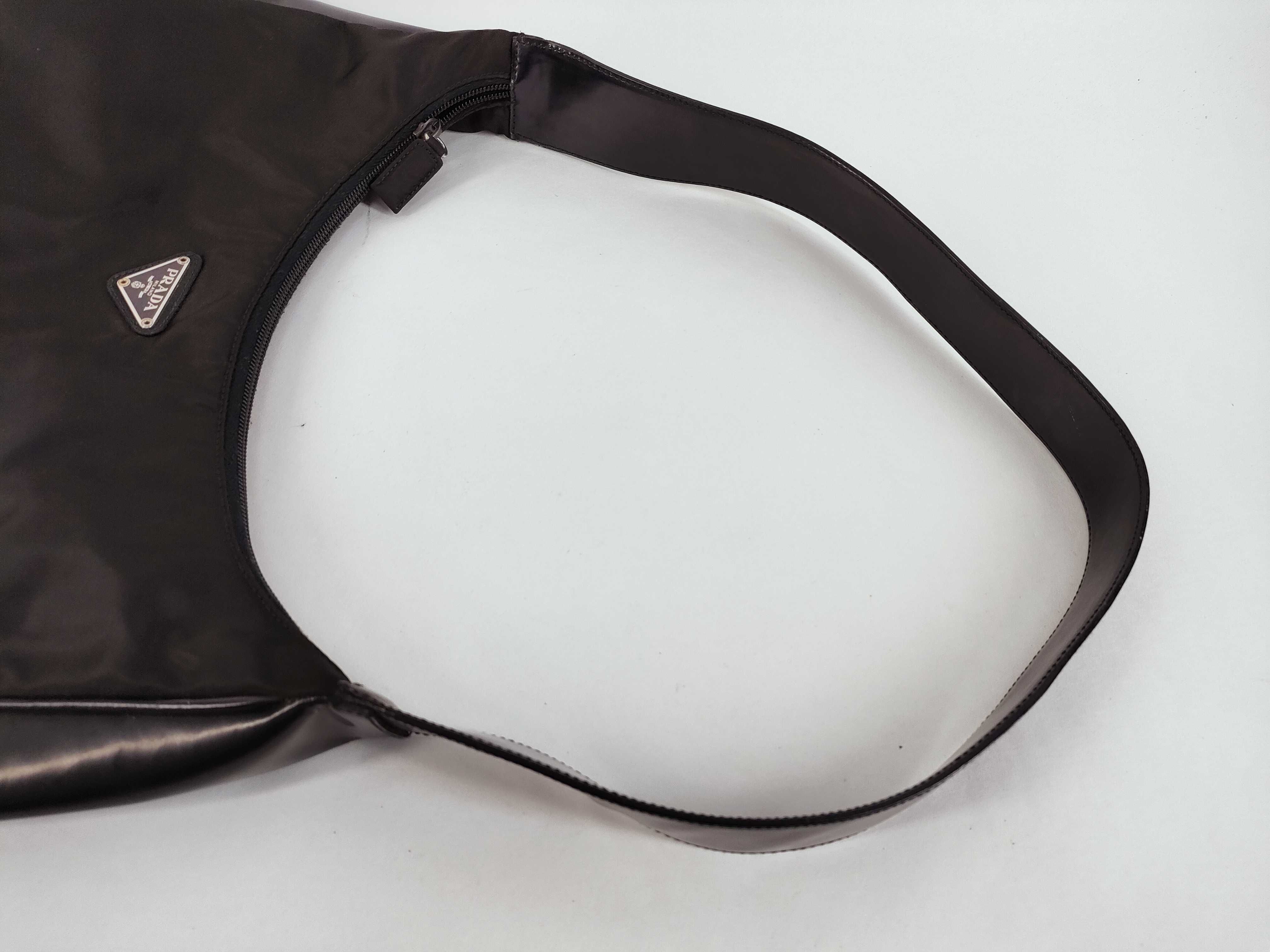 Nylon Triangle Logo Hardware Nylon Leather Shoulder Bag — view 3