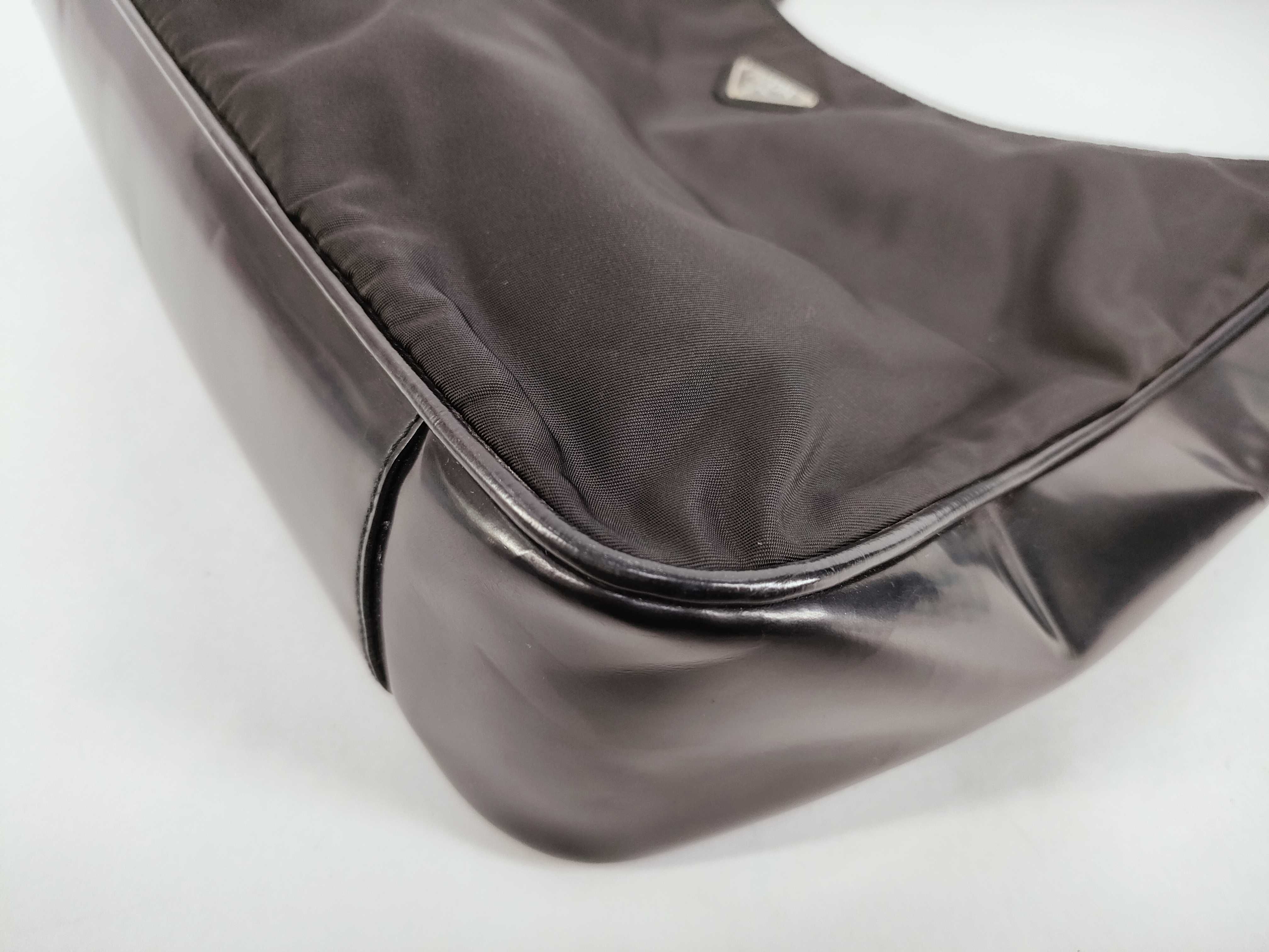 Nylon Triangle Logo Hardware Nylon Leather Shoulder Bag — view 6