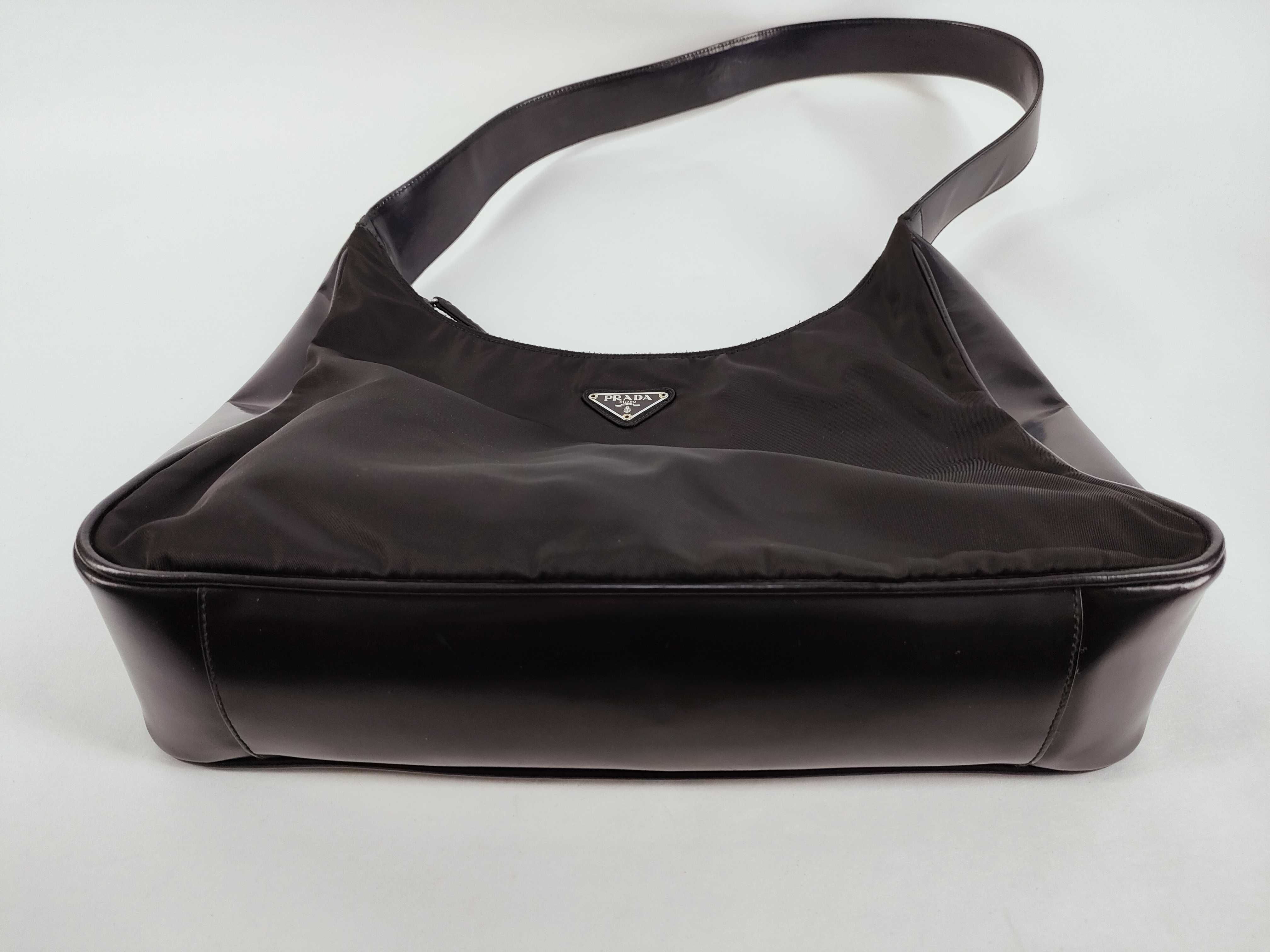 Nylon Triangle Logo Hardware Nylon Leather Shoulder Bag — view 7