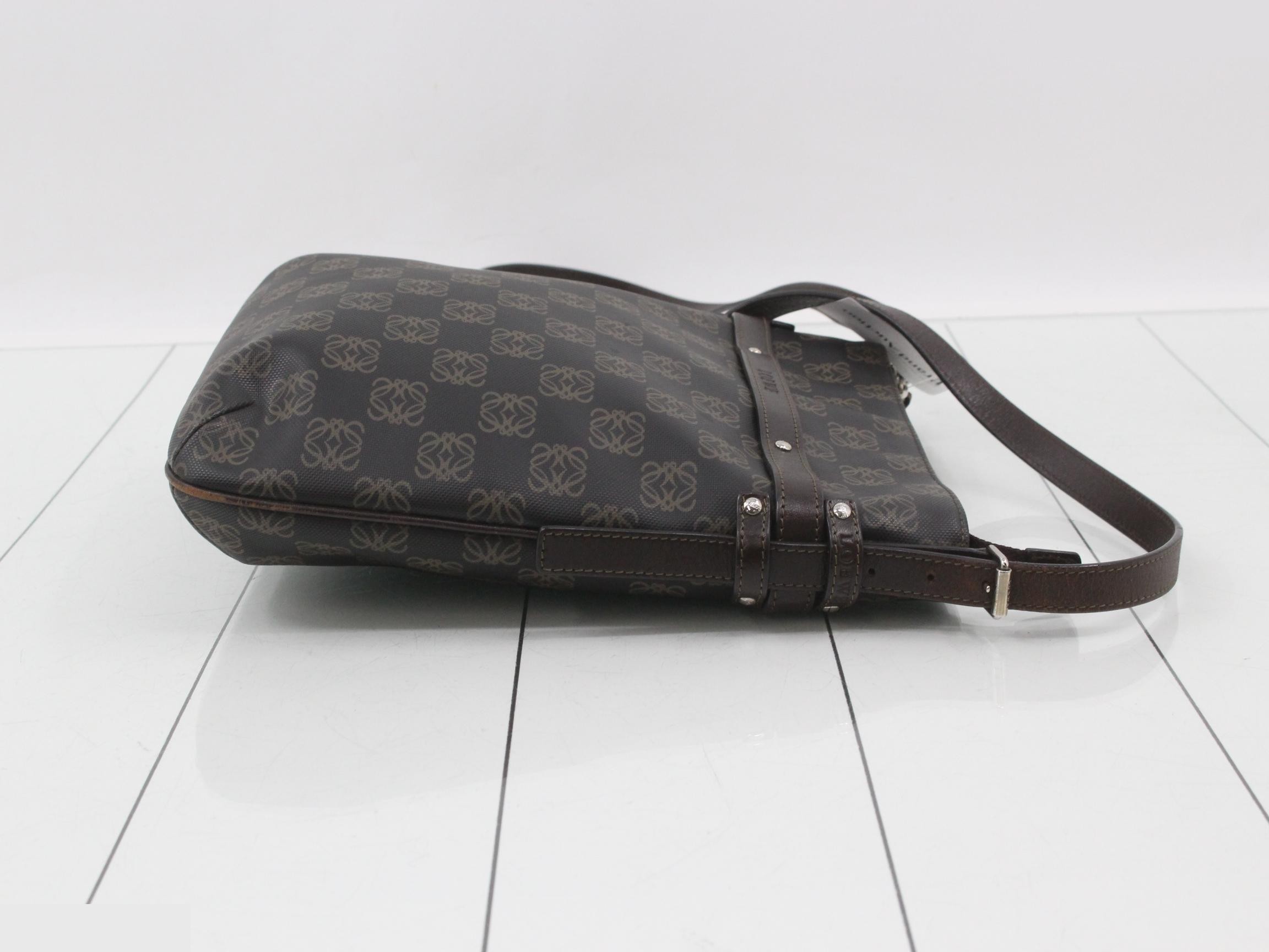 Anagram Shoulder Bag, Dark Brown, PVC — view 3