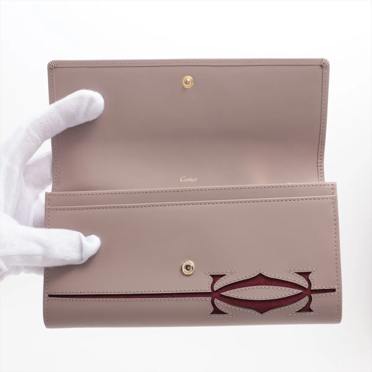 Must C Leather Long Wallet Beige — view 3
