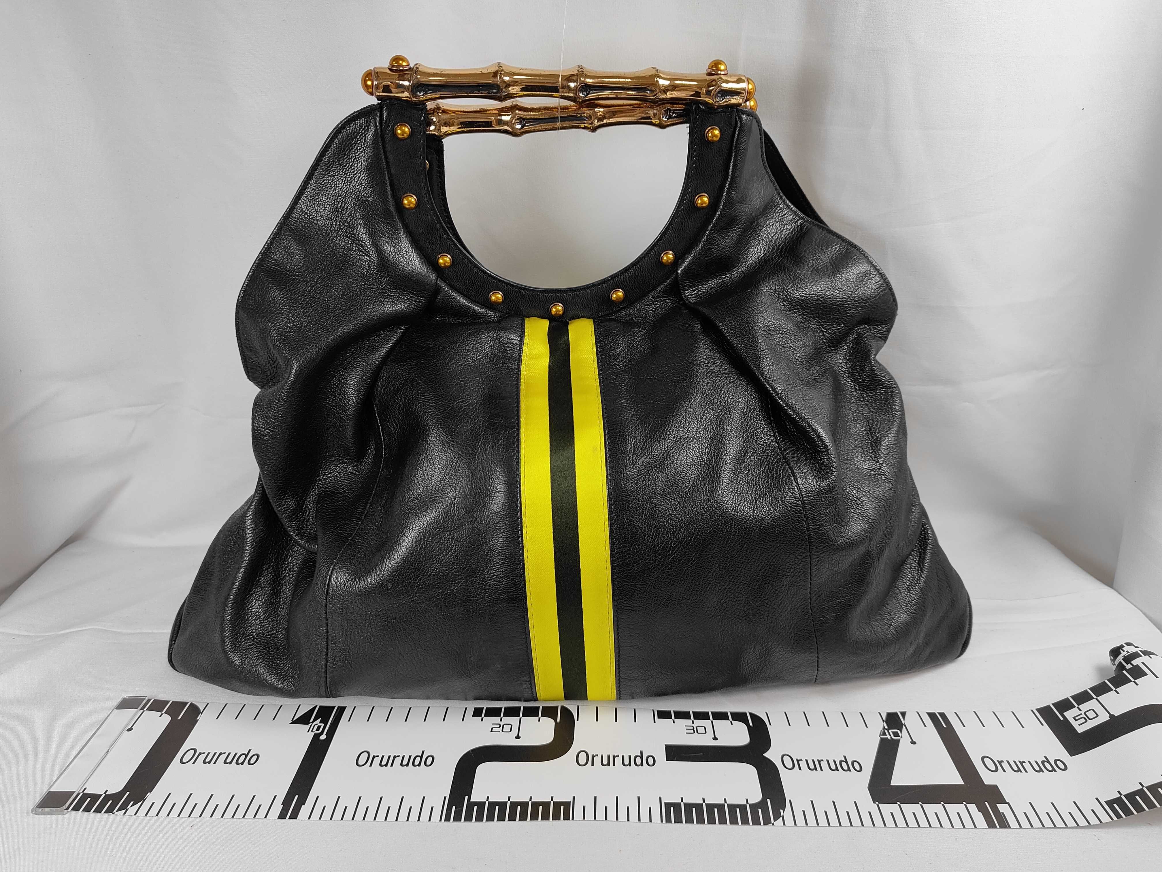 Metal Bamboo Sherry Line Leather Tote Bag Handbag — view 2