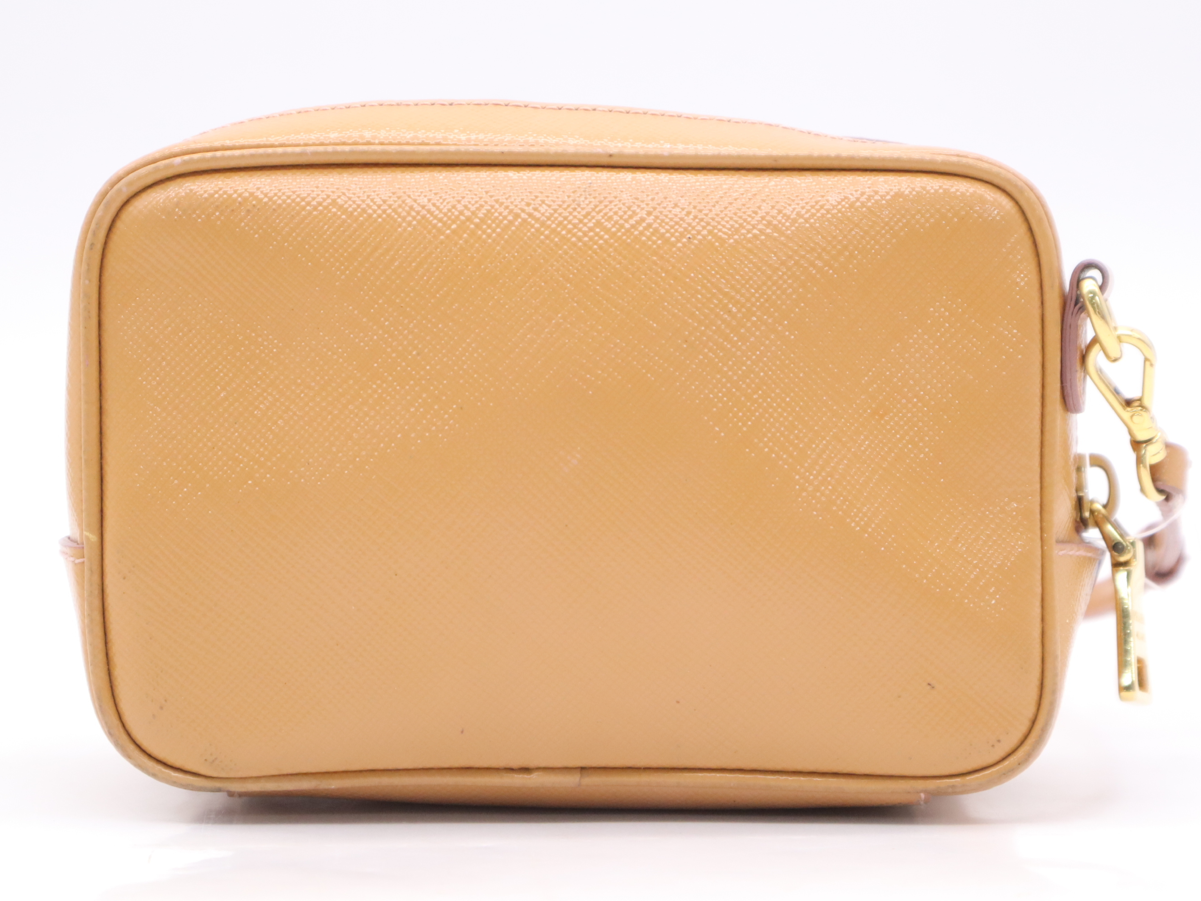 Saffiano Vernice Ribbon Camera Bag, Beige, Gold Hardware, with Shoulder Strap, Shoulder Bag — view 2