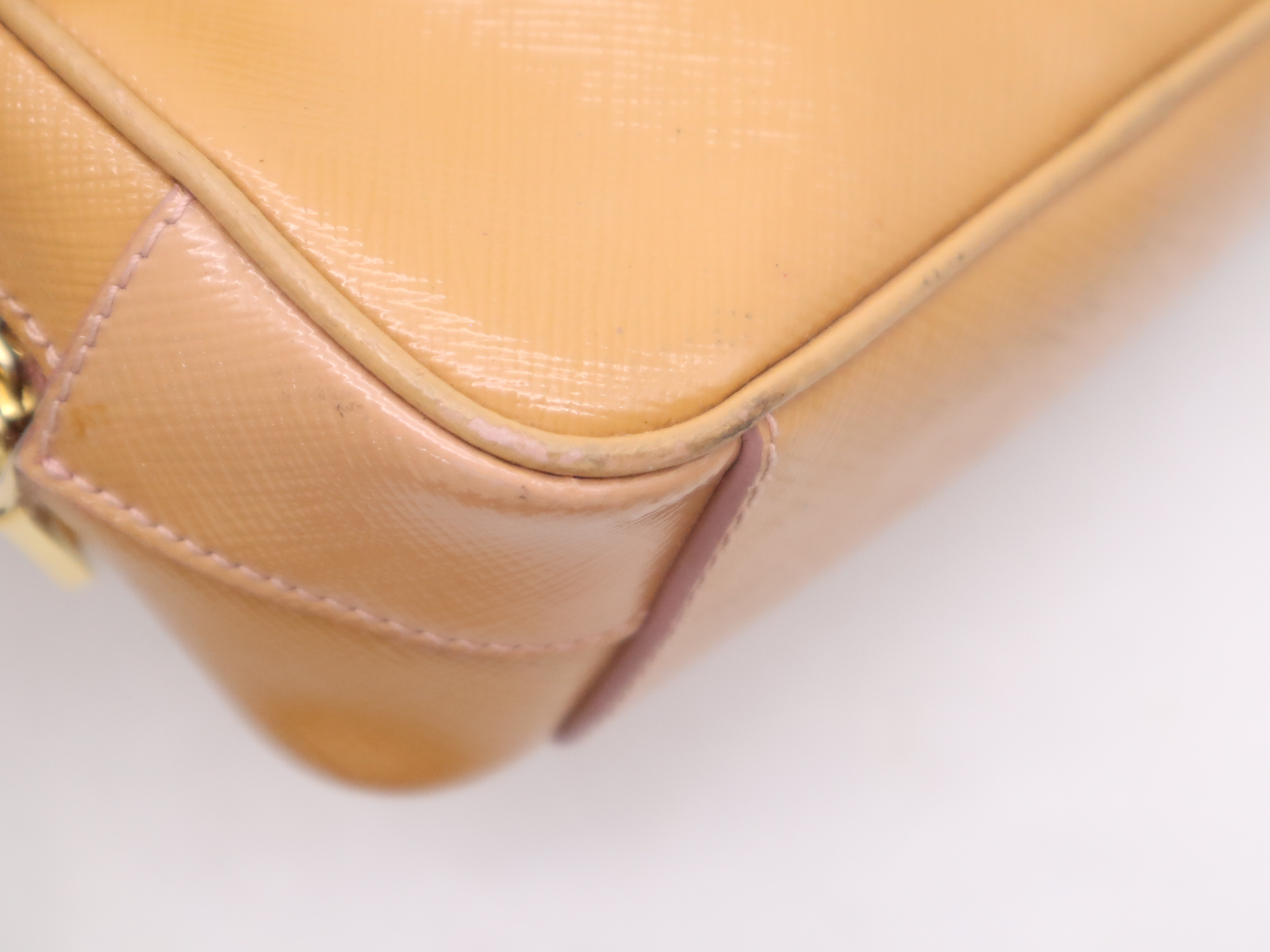Saffiano Vernice Ribbon Camera Bag, Beige, Gold Hardware, with Shoulder Strap, Shoulder Bag — view 10