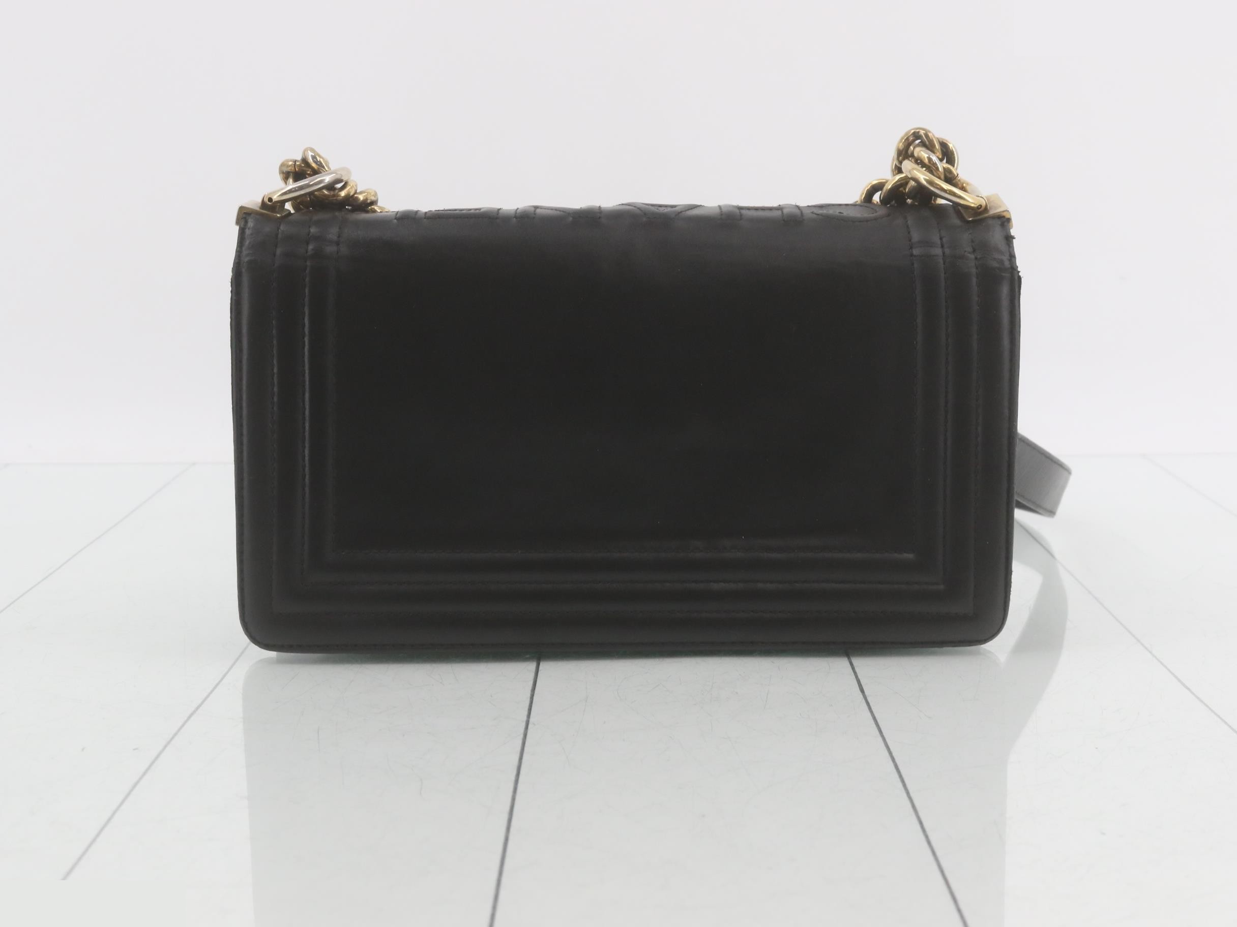 Boy Chanel Lambskin Black Chain Shoulder Bag with Gold Hardware (Still in protective film) — view 2