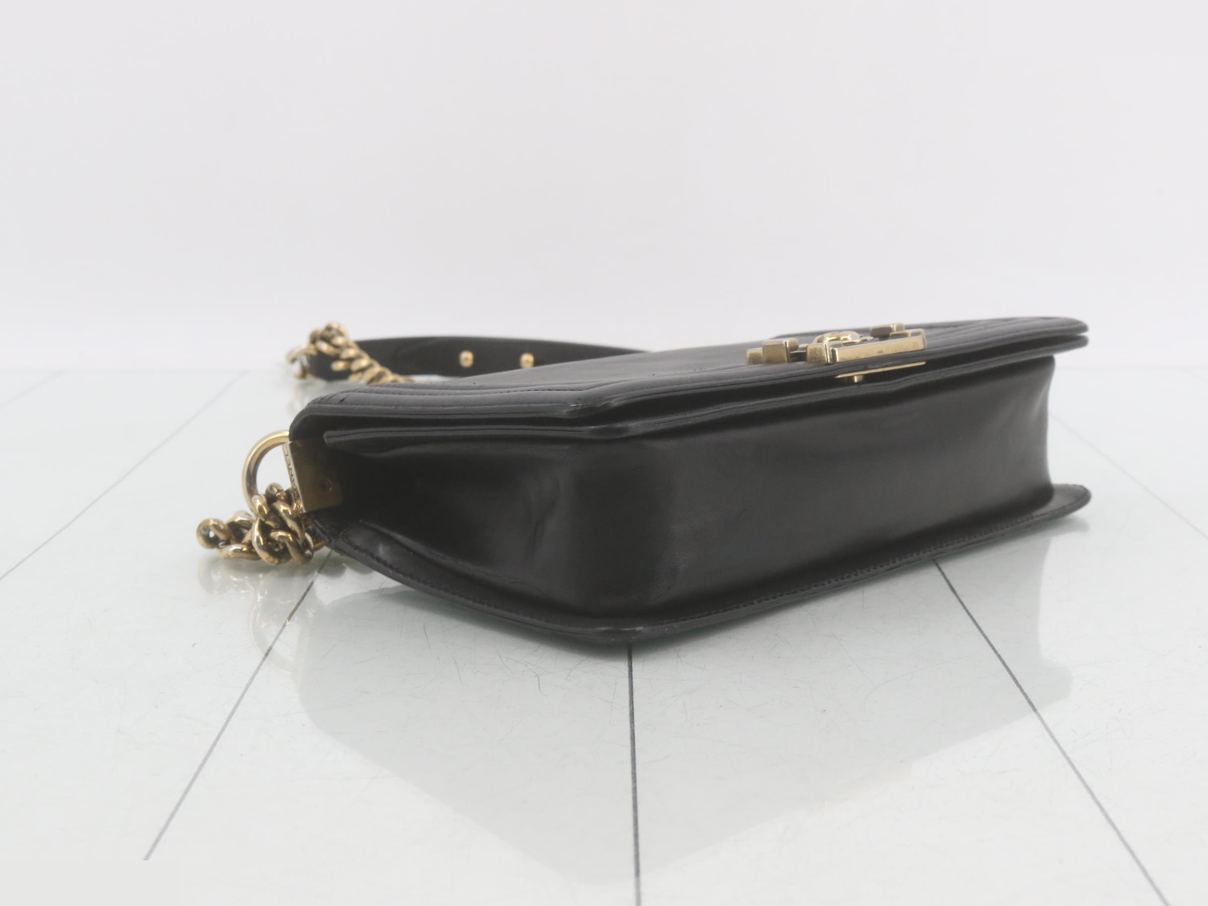 Boy Chanel Lambskin Black Chain Shoulder Bag with Gold Hardware (Still in protective film) — view 5